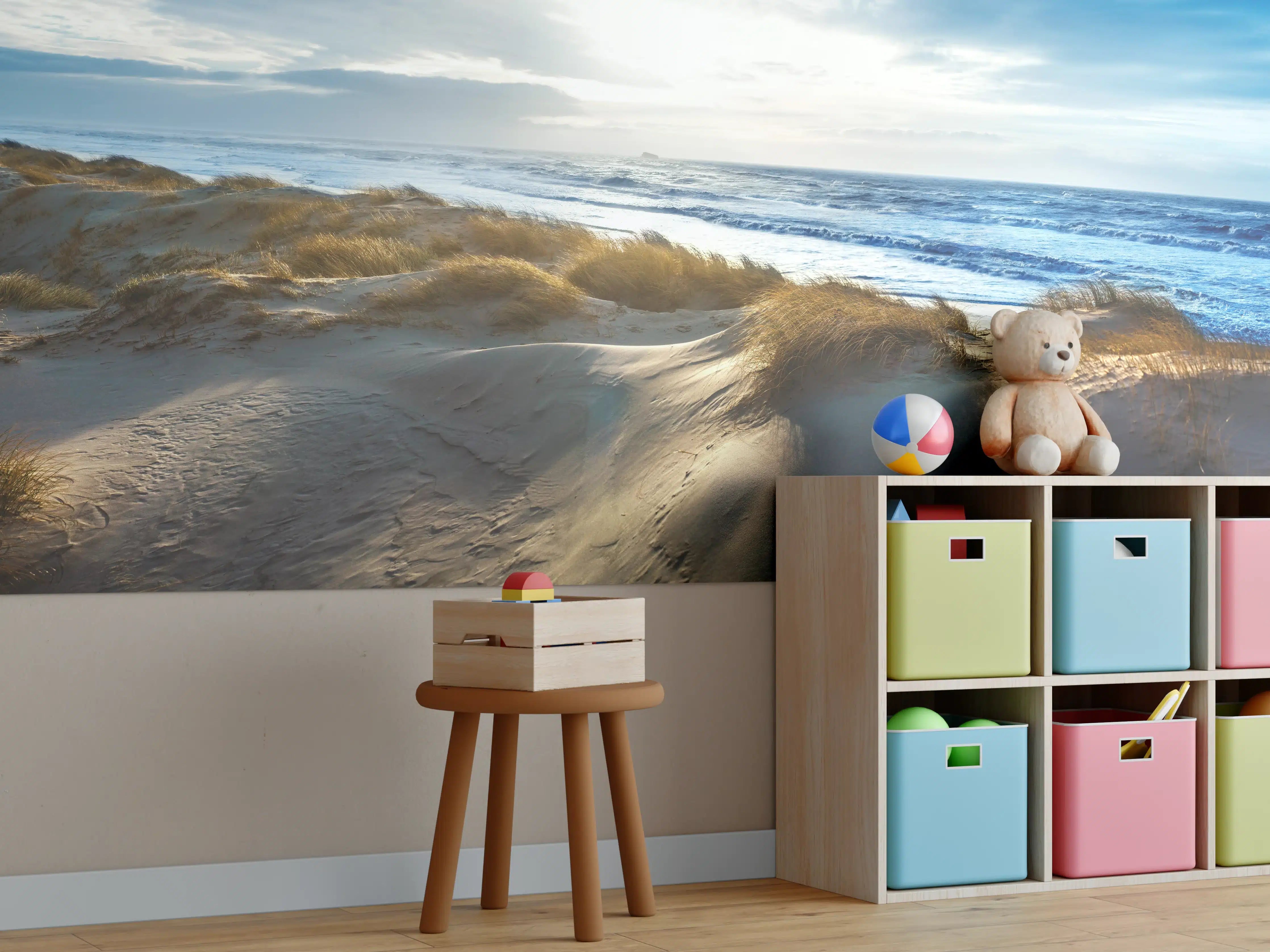 Kinderzimmer Wandgestaltung - Sanddünen am Meer bei Sonnenlicht
