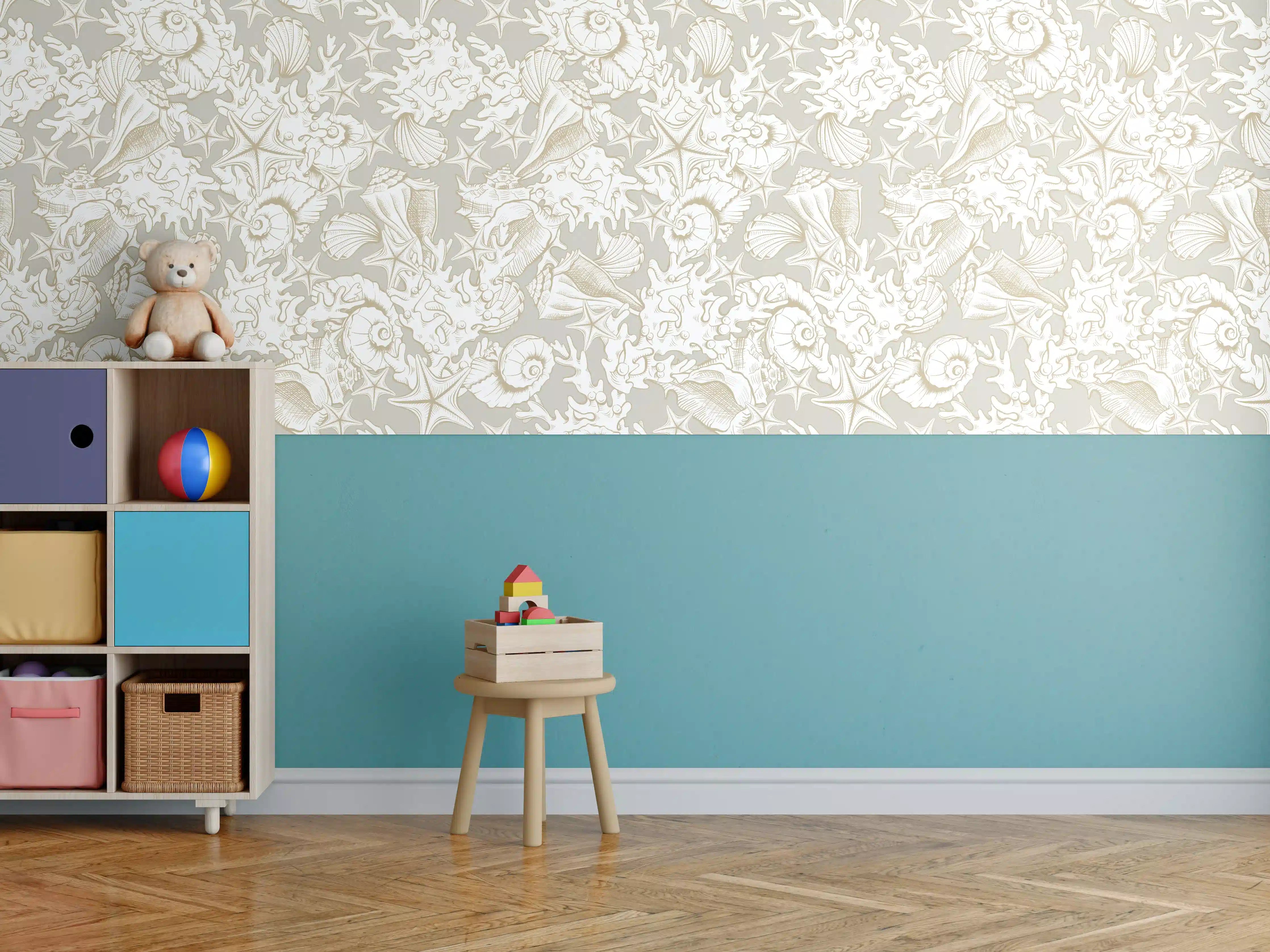 Kinderzimmer Wandgestaltung - Sandiges Muschel-Muster Beige