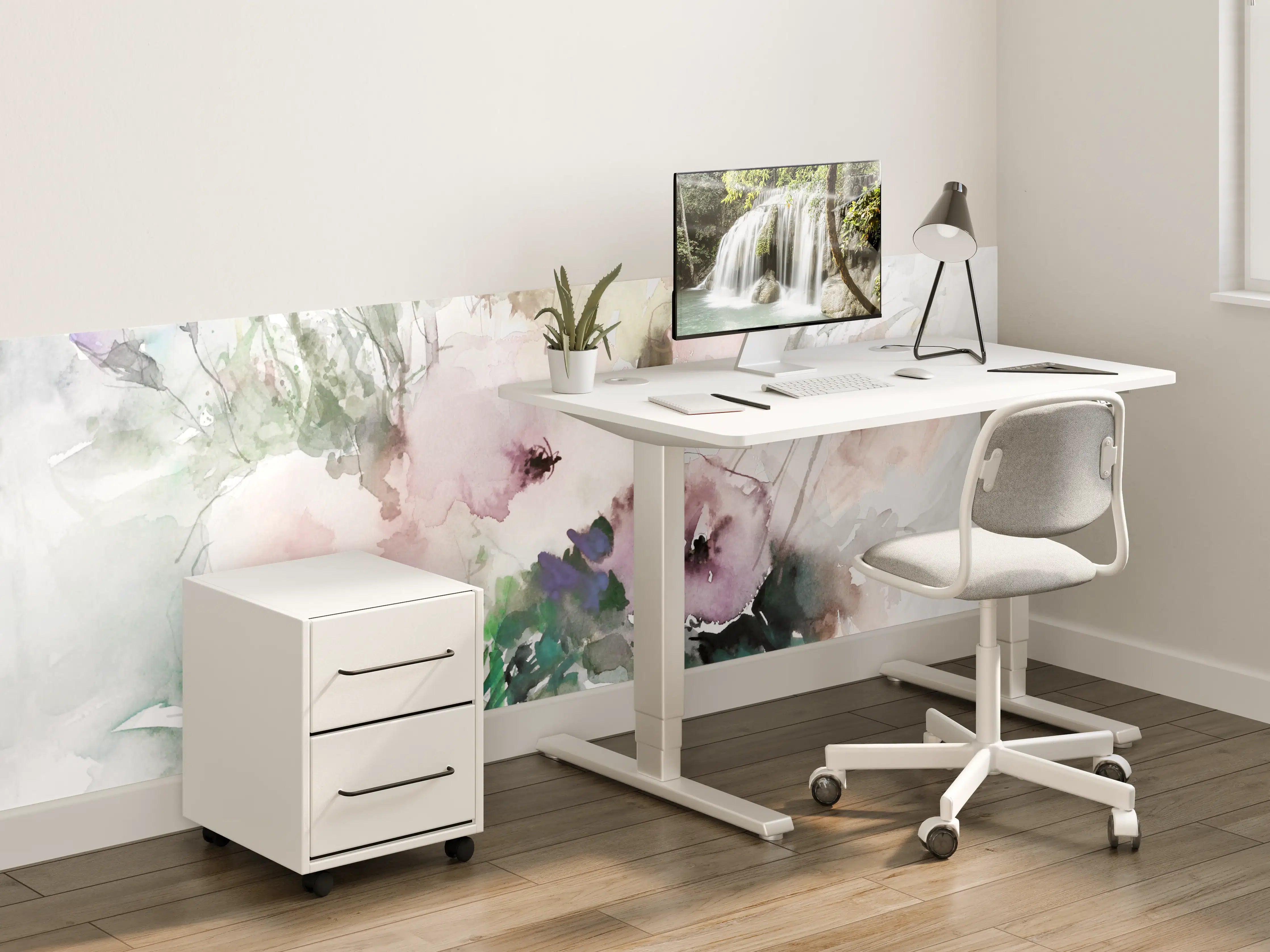 Kinderzimmer Wandgestaltung - Sanfte Aquarell-Blumen in Pastellfarben