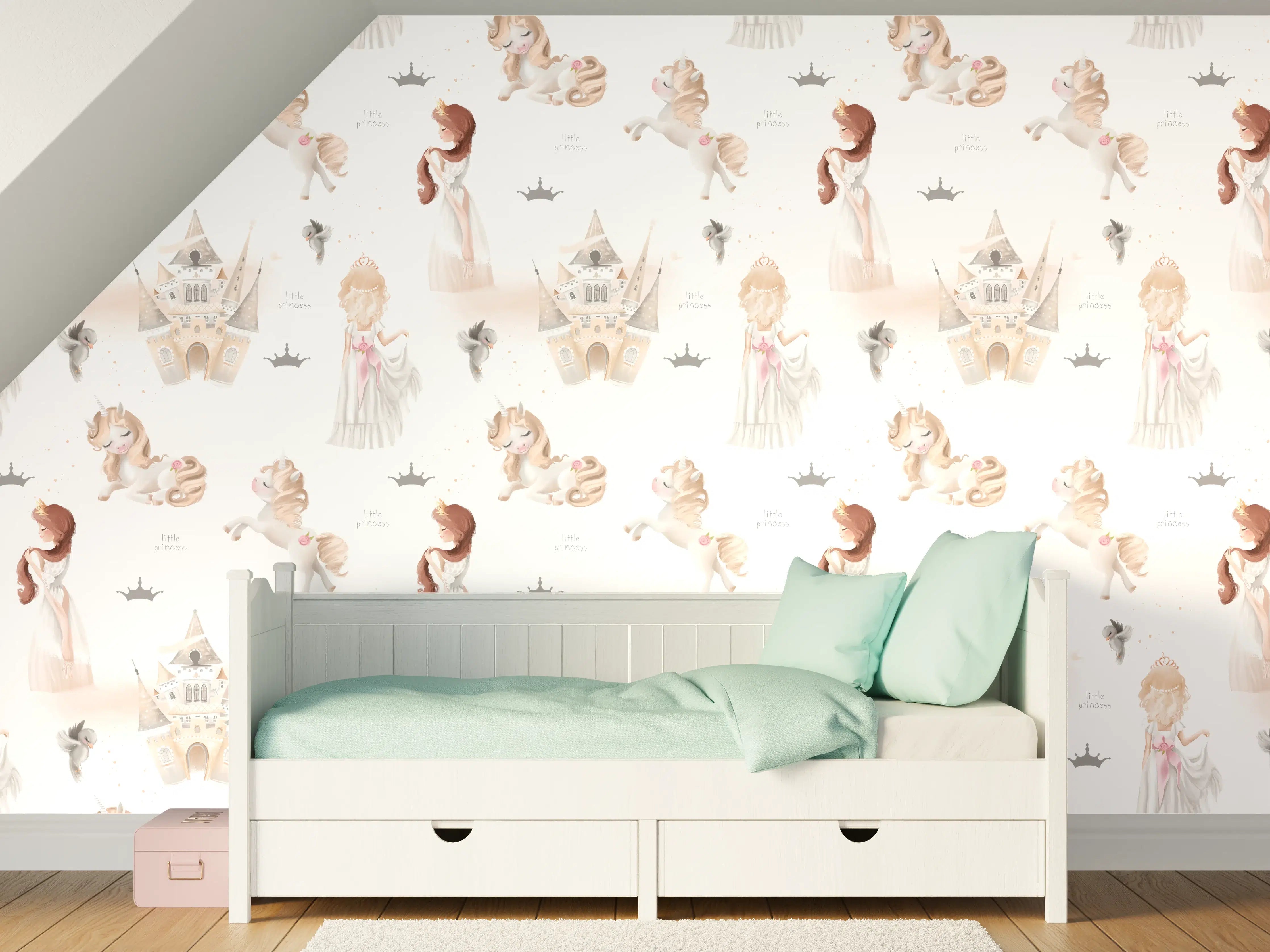 Kinderzimmer Wandgestaltung - Sanfte Baby- und Kinderillustration in Pastellfarben