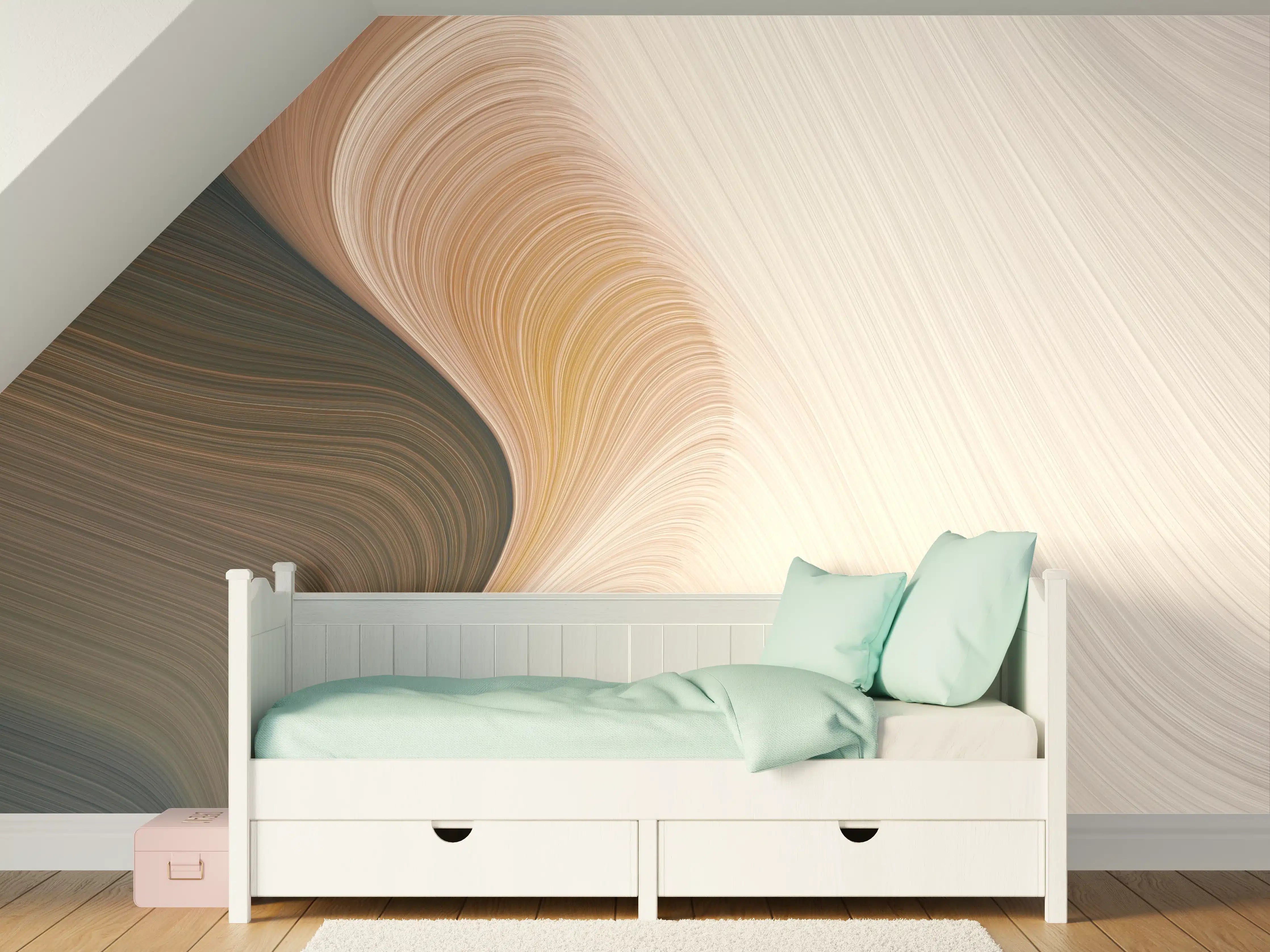 Kinderzimmer Wandgestaltung - Sanfte Beige- und Brauntöne mit abstrakter Textur
