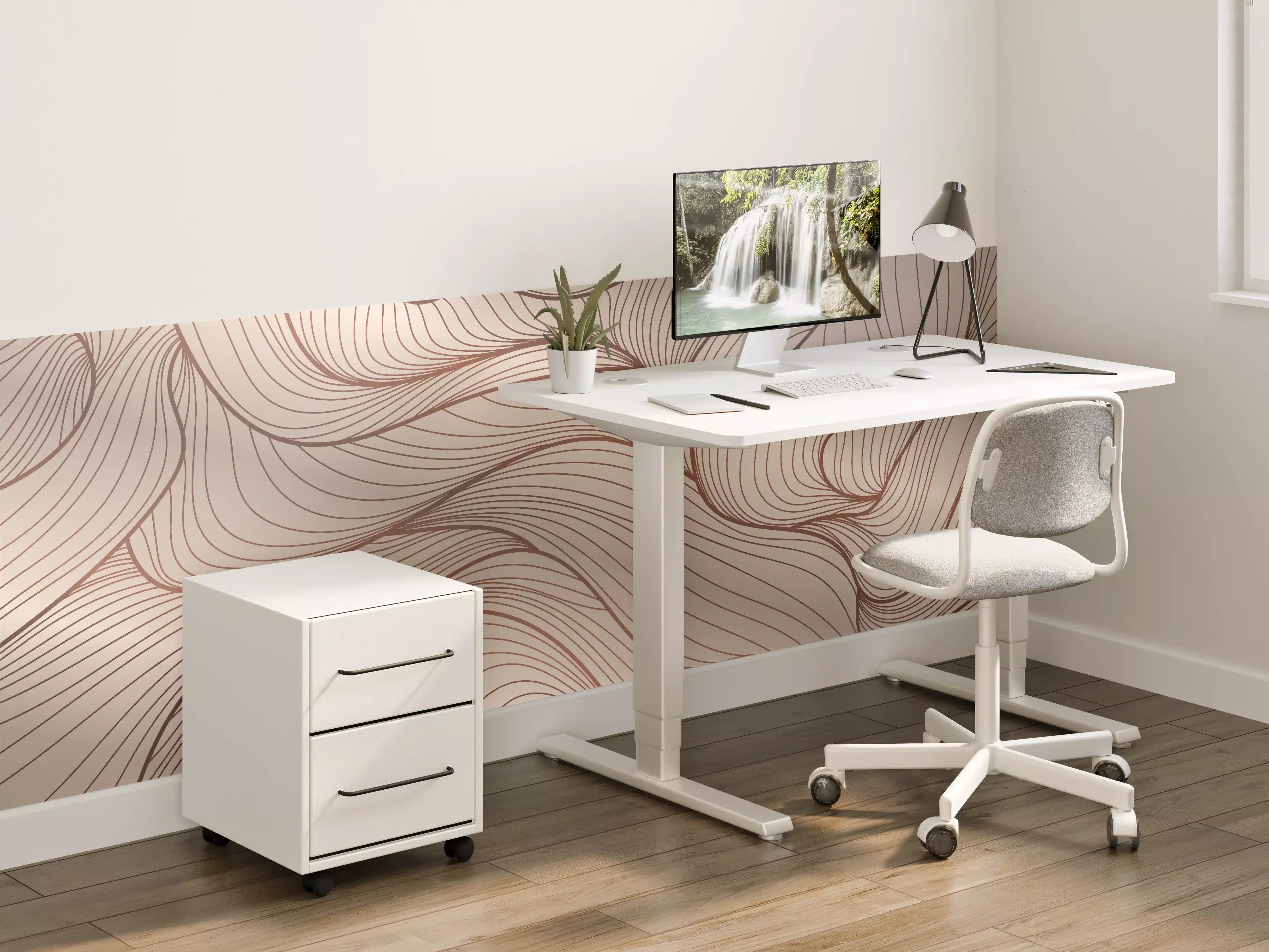 Kinderzimmer Wandgestaltung - Sanfte Beige-Wellen mit feinen Linien