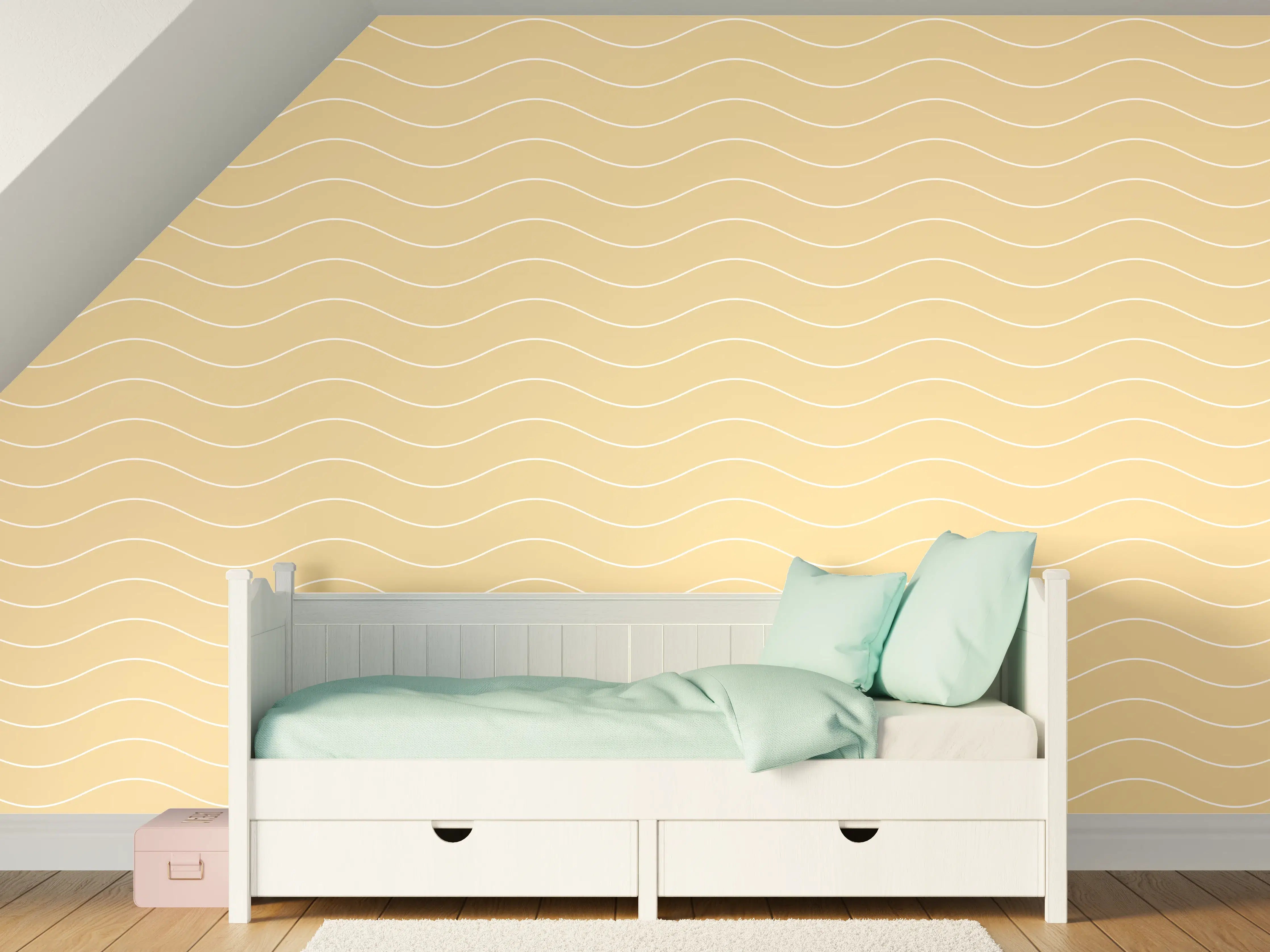 Kinderzimmer Wandgestaltung - Sanfte Beige-Wellen mit zarten Graunuancen