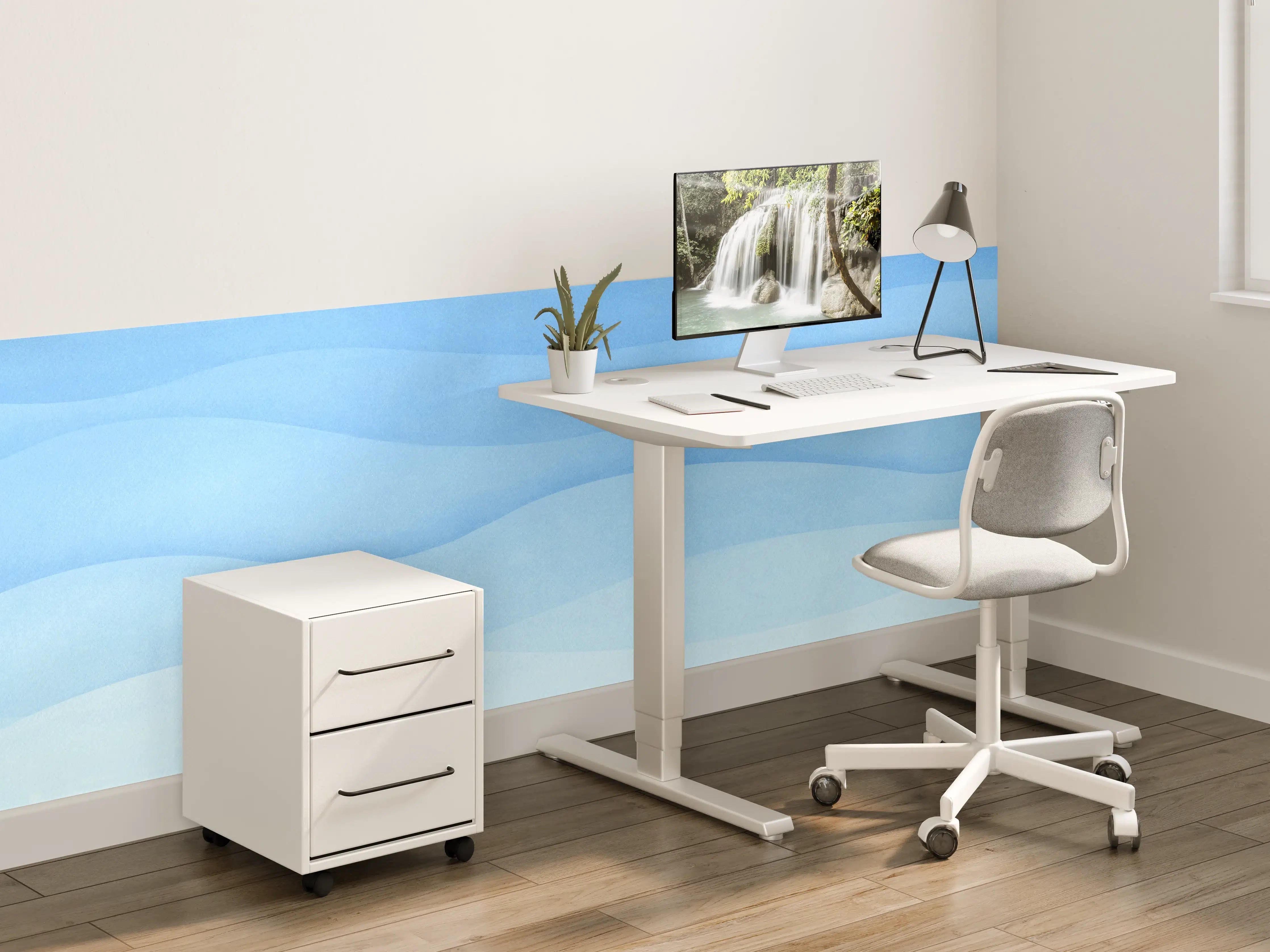 Kinderzimmer Wandgestaltung - Sanfte Blau-Gradienten-Wellen