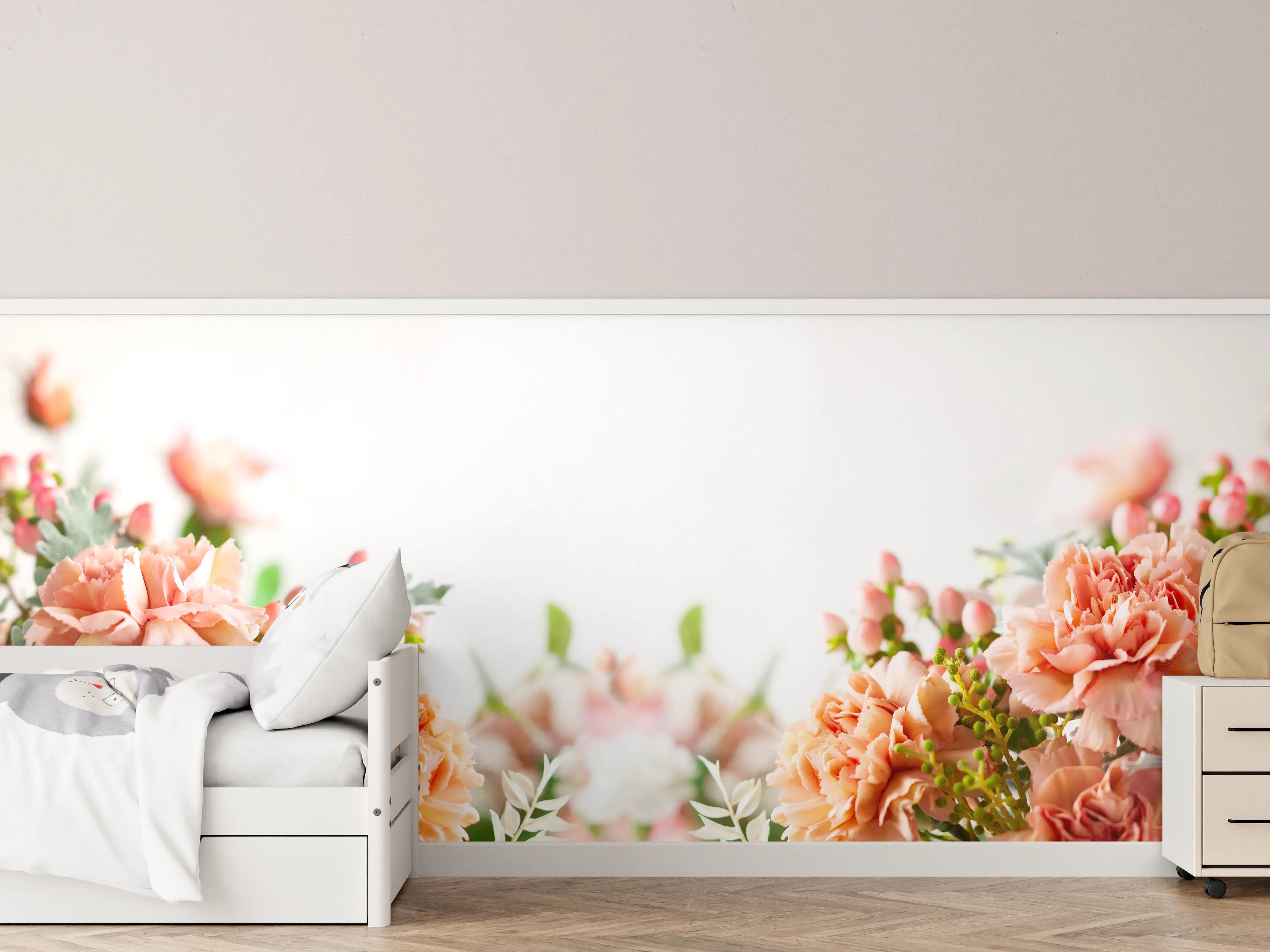 Kinderzimmer Wandgestaltung - Sanfte Blumenpracht in Pastellfarben