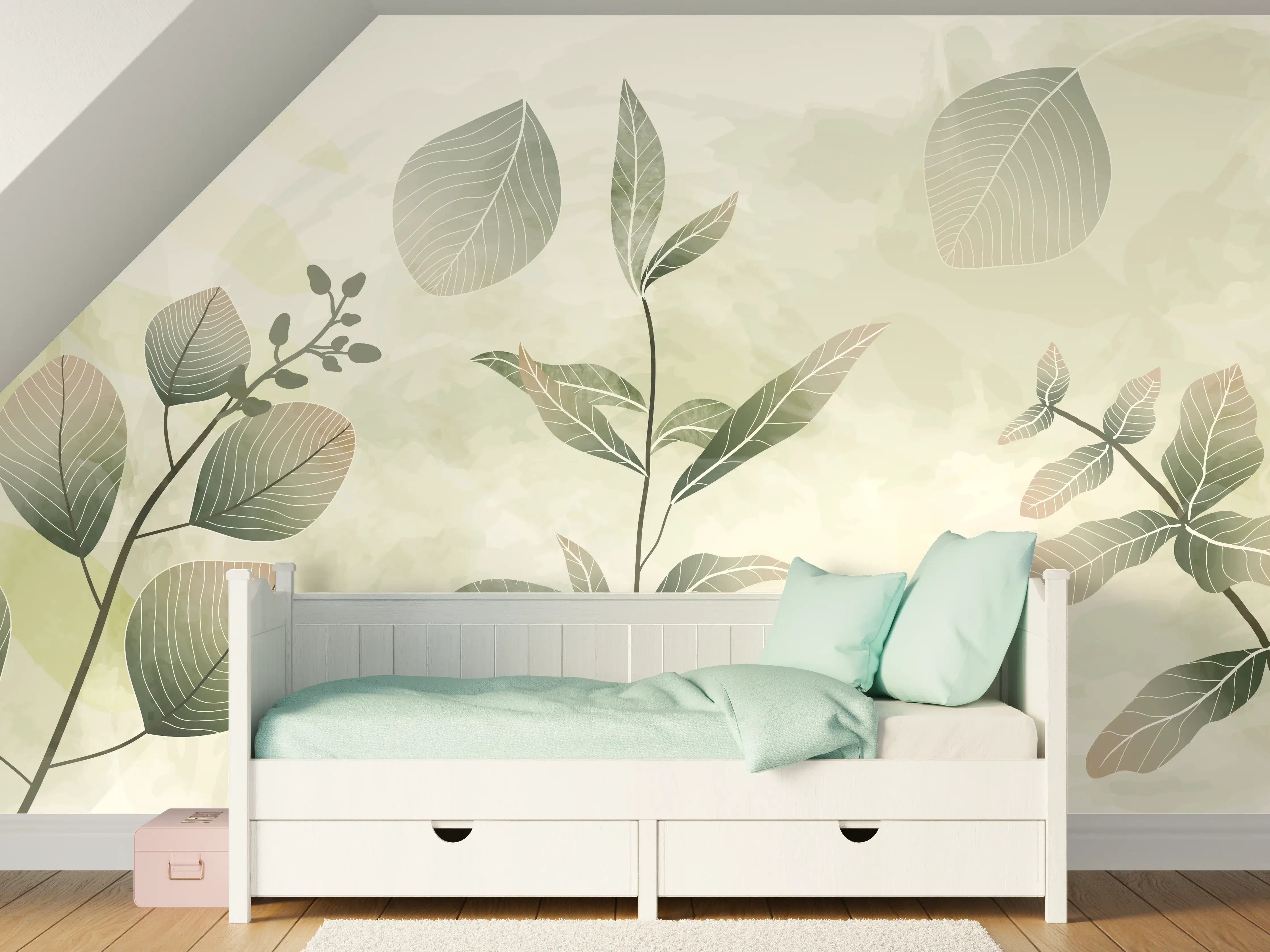 Kinderzimmer Wandgestaltung - Sanfte Botanical-Inspiration in Beige und Grau