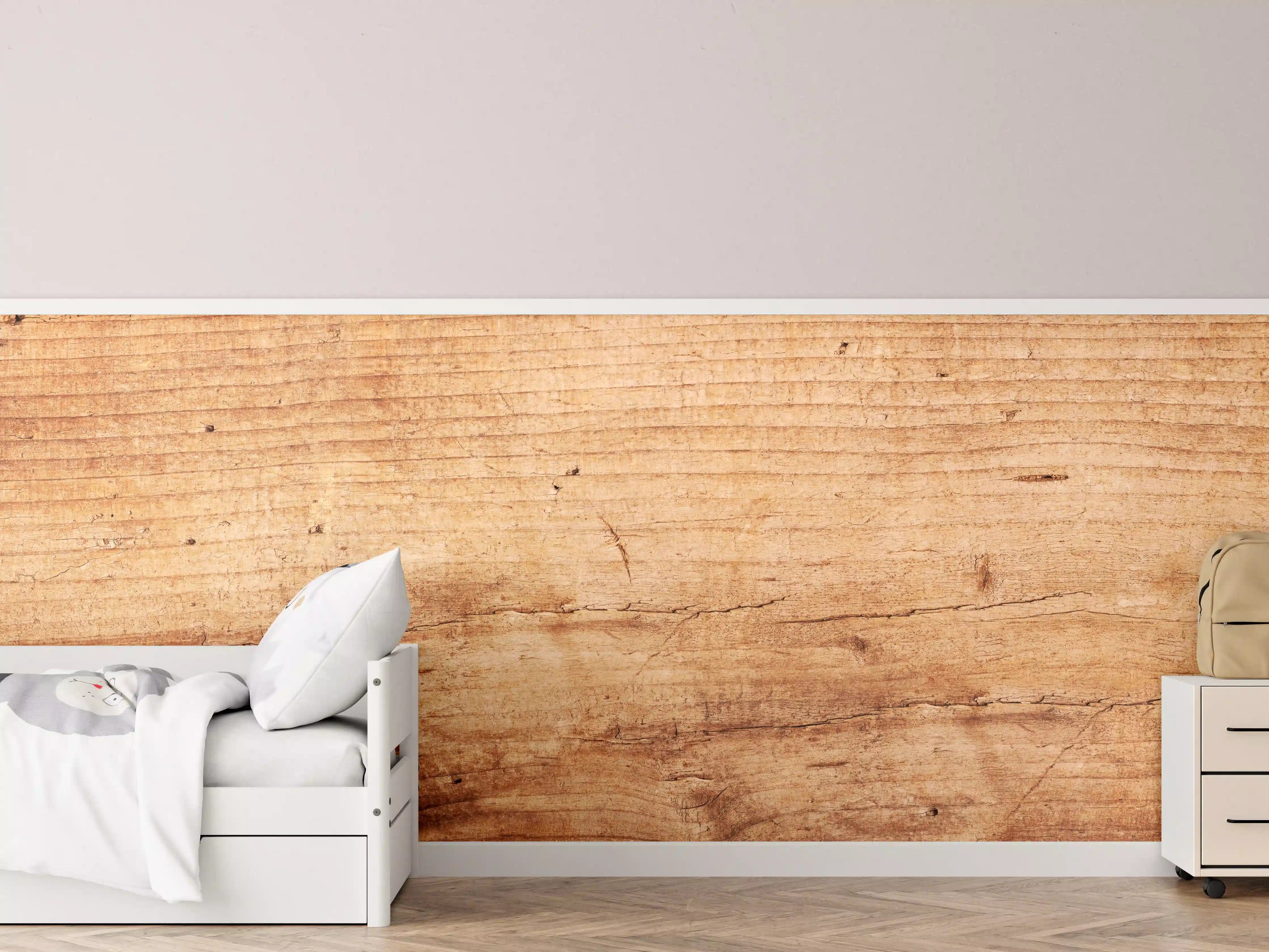 Kinderzimmer Wandgestaltung - Sanfte Grau-Holzstruktur