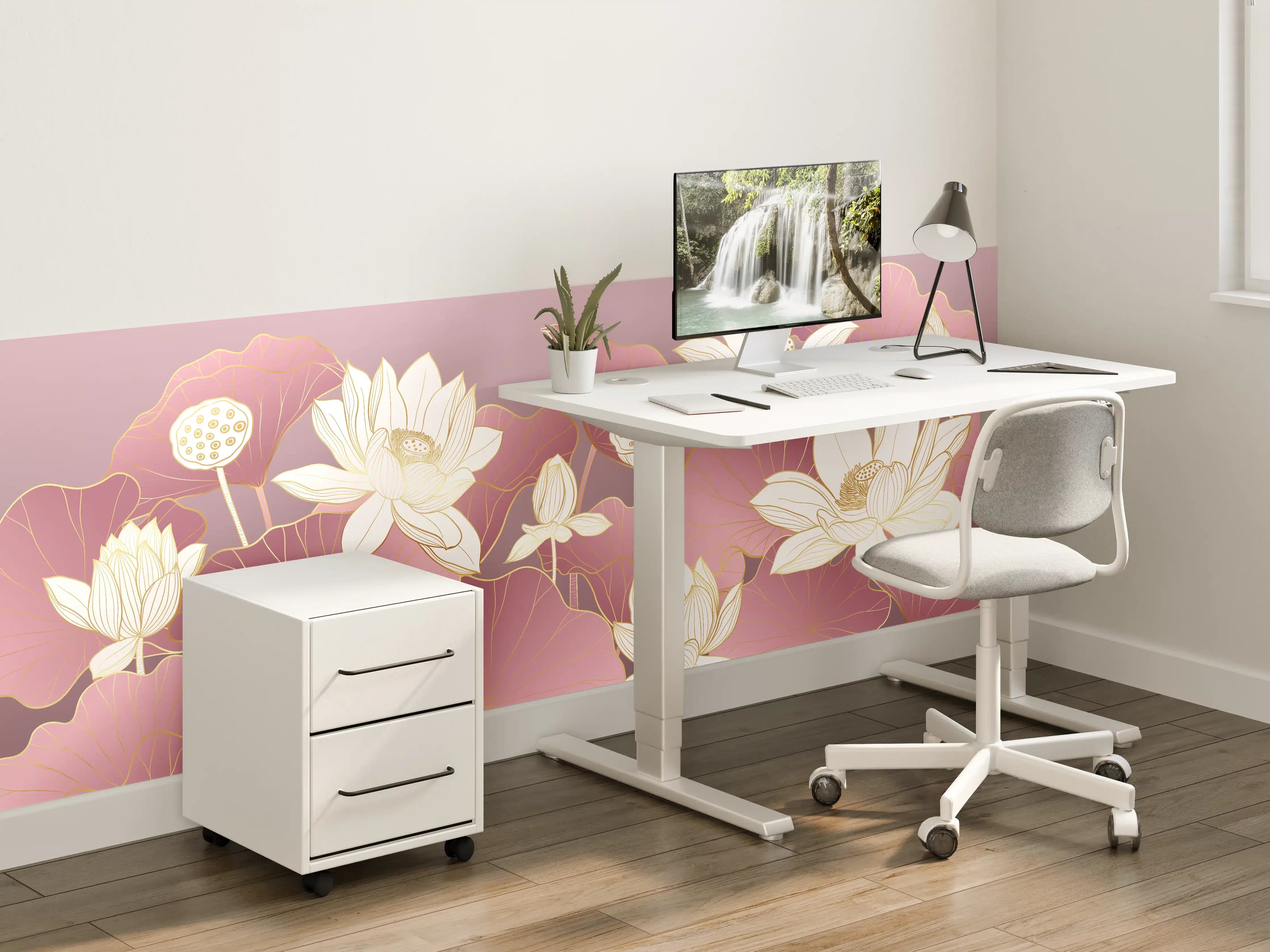 Kinderzimmer Wandgestaltung - Sanfte Lotusblumen in Pink und Weiß