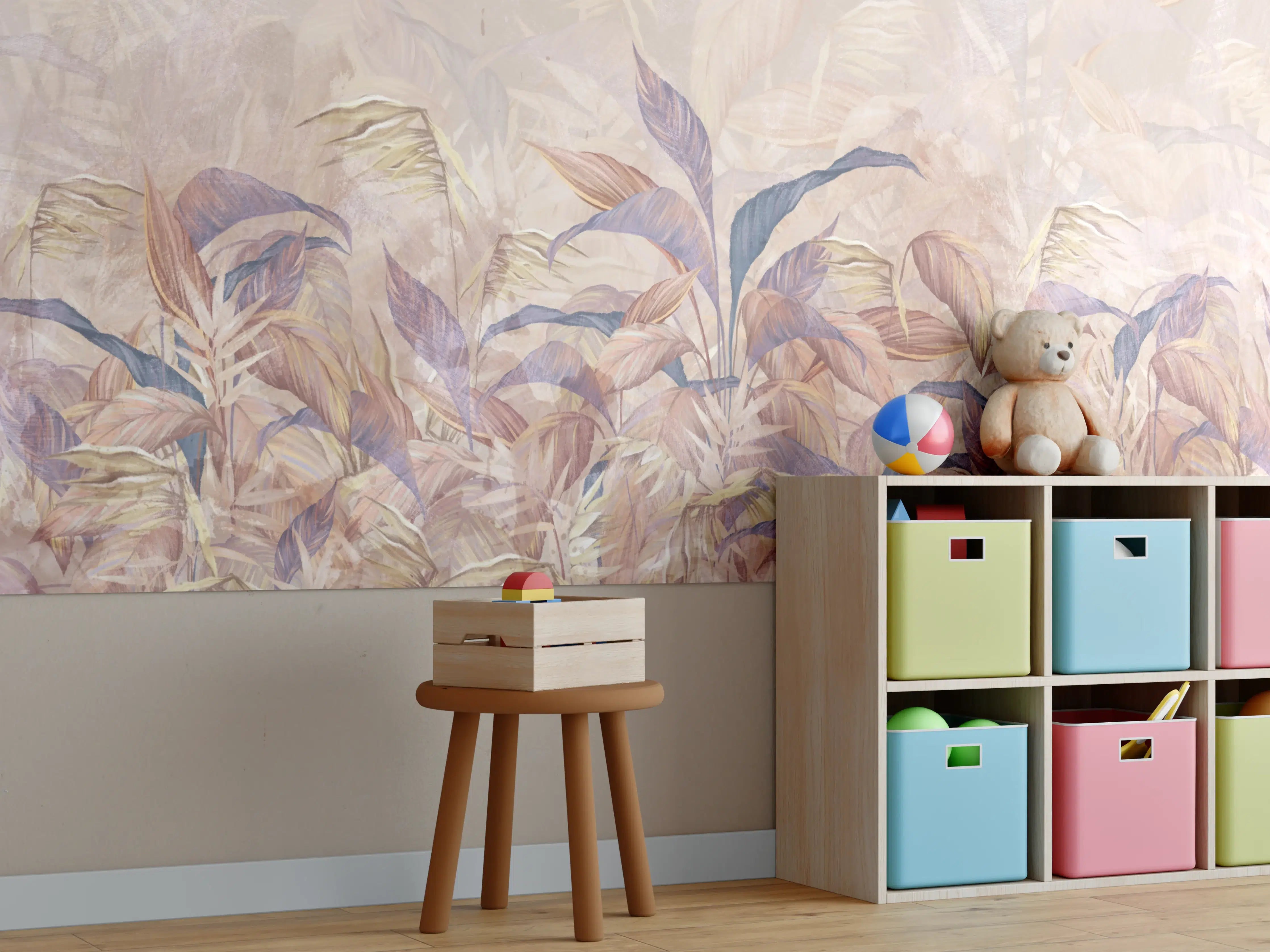 Kinderzimmer Wandgestaltung - Sanfte Pastellfarben Blumengarten