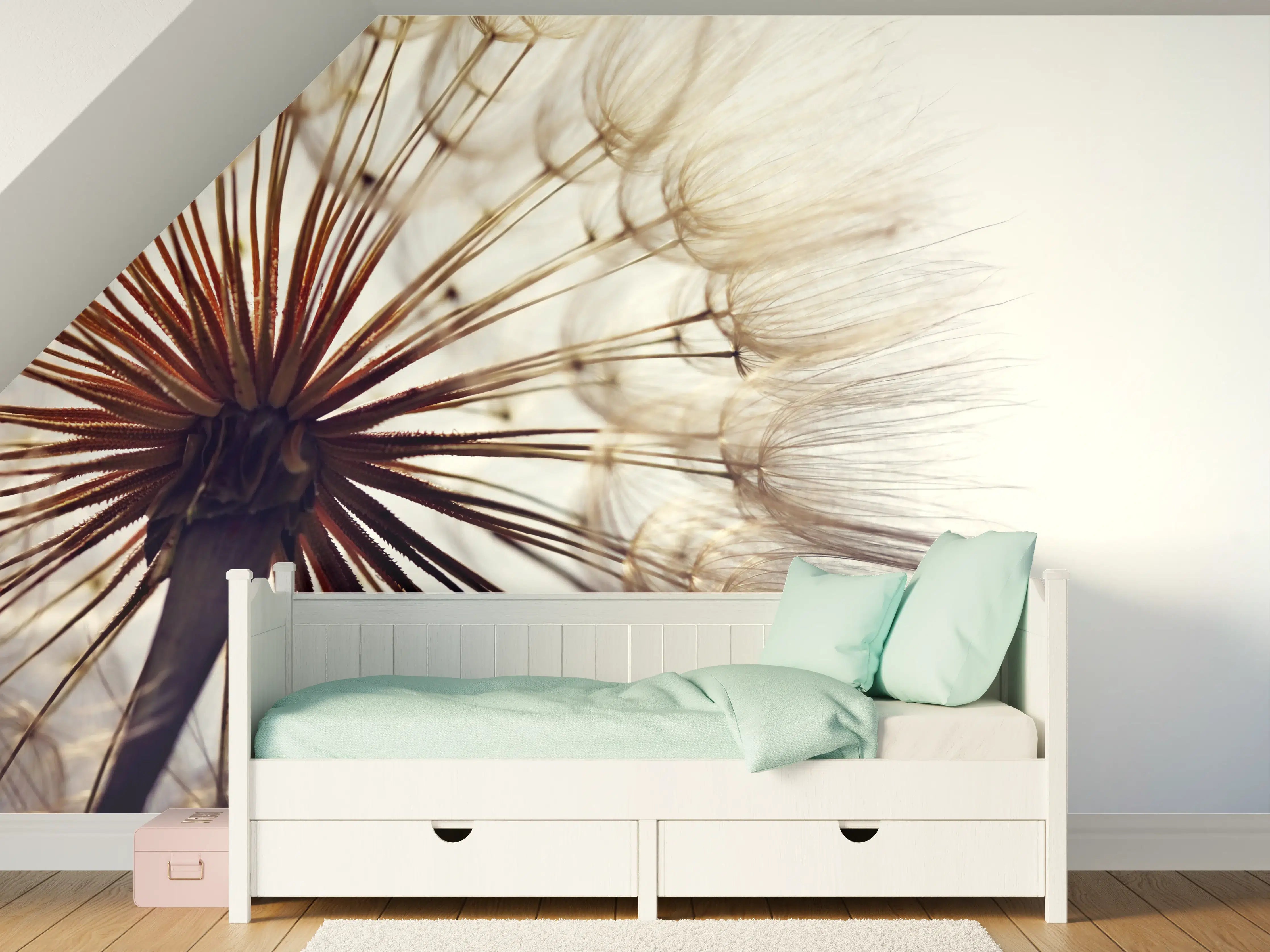 Kinderzimmer Wandgestaltung - Sanfte Pusteblumen in Nahaufnahme