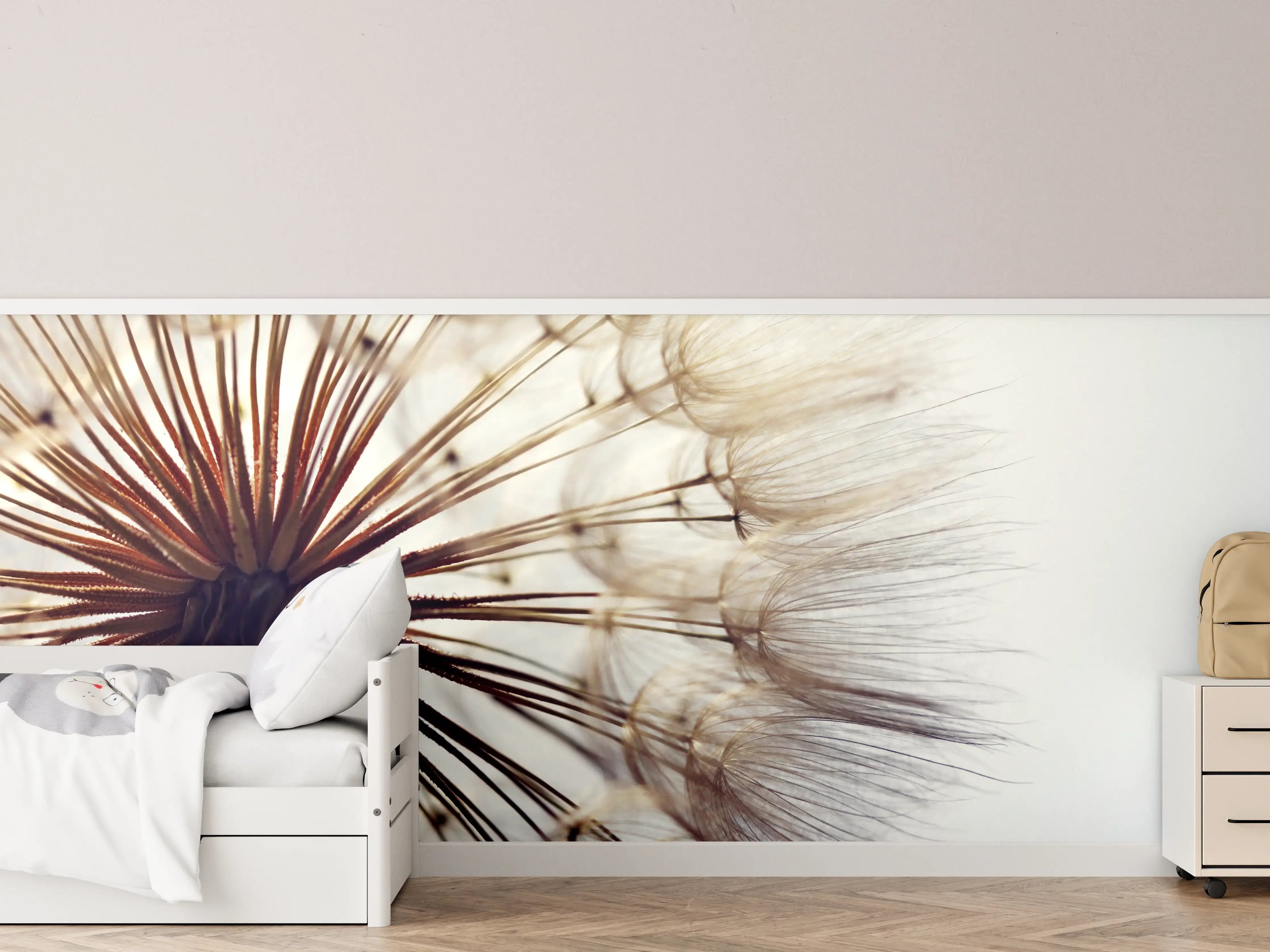 Kinderzimmer Wandgestaltung - Sanfte Pusteblumen in Nahaufnahme