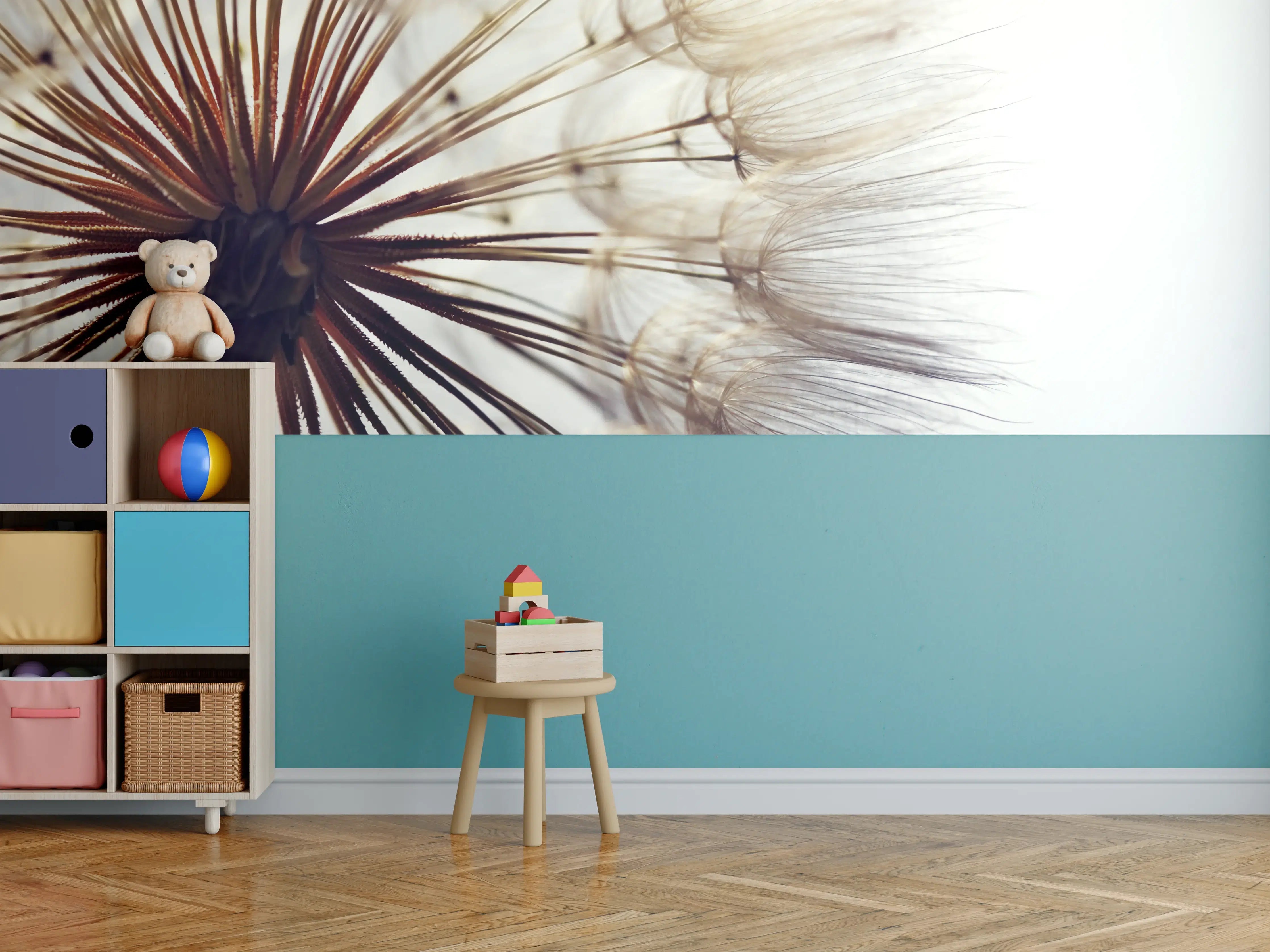 Kinderzimmer Wandgestaltung - Sanfte Pusteblumen in Nahaufnahme