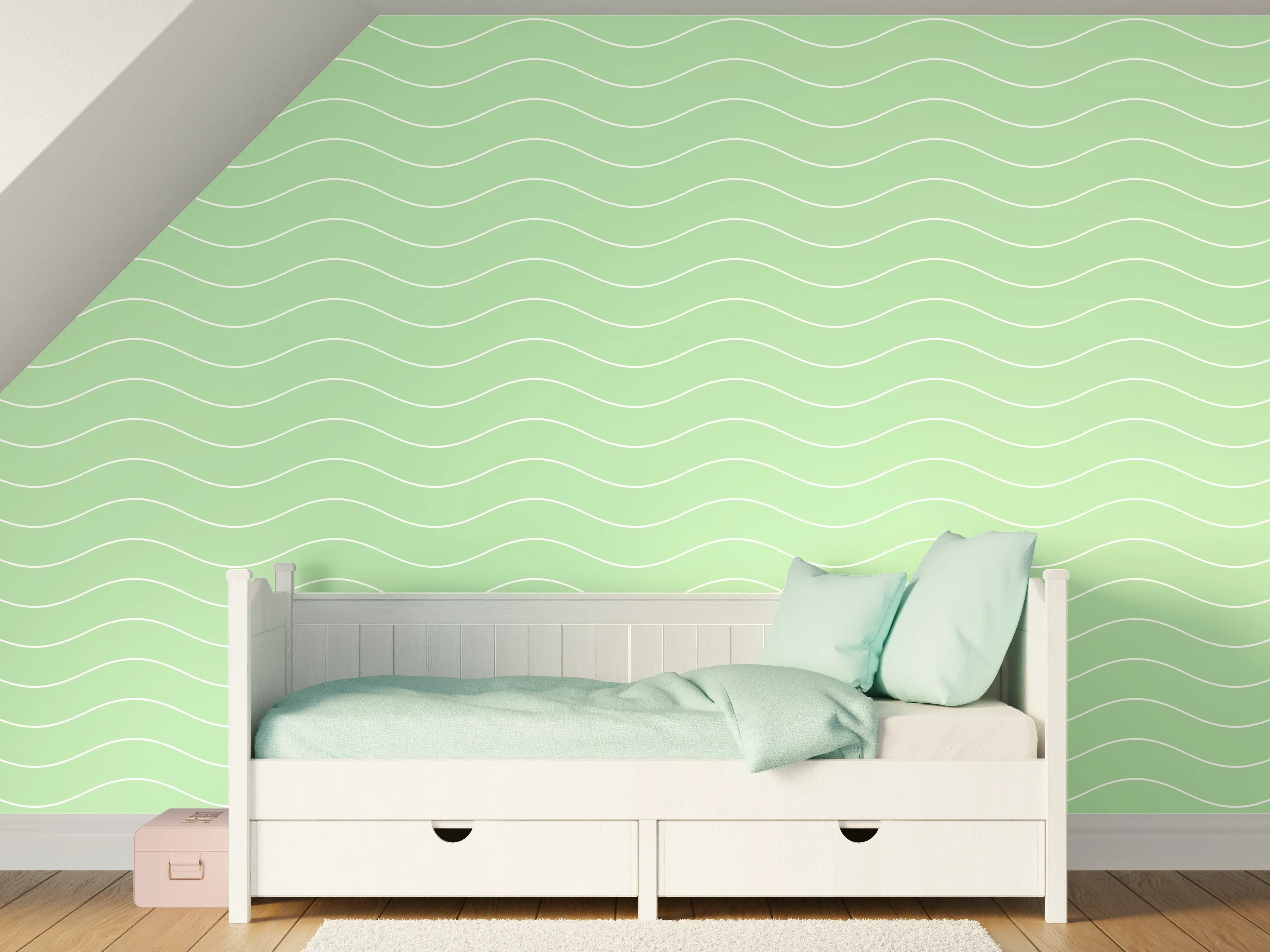 Kinderzimmer Wandgestaltung - Sanfte Wasserfarbe mit Grau-Tönen