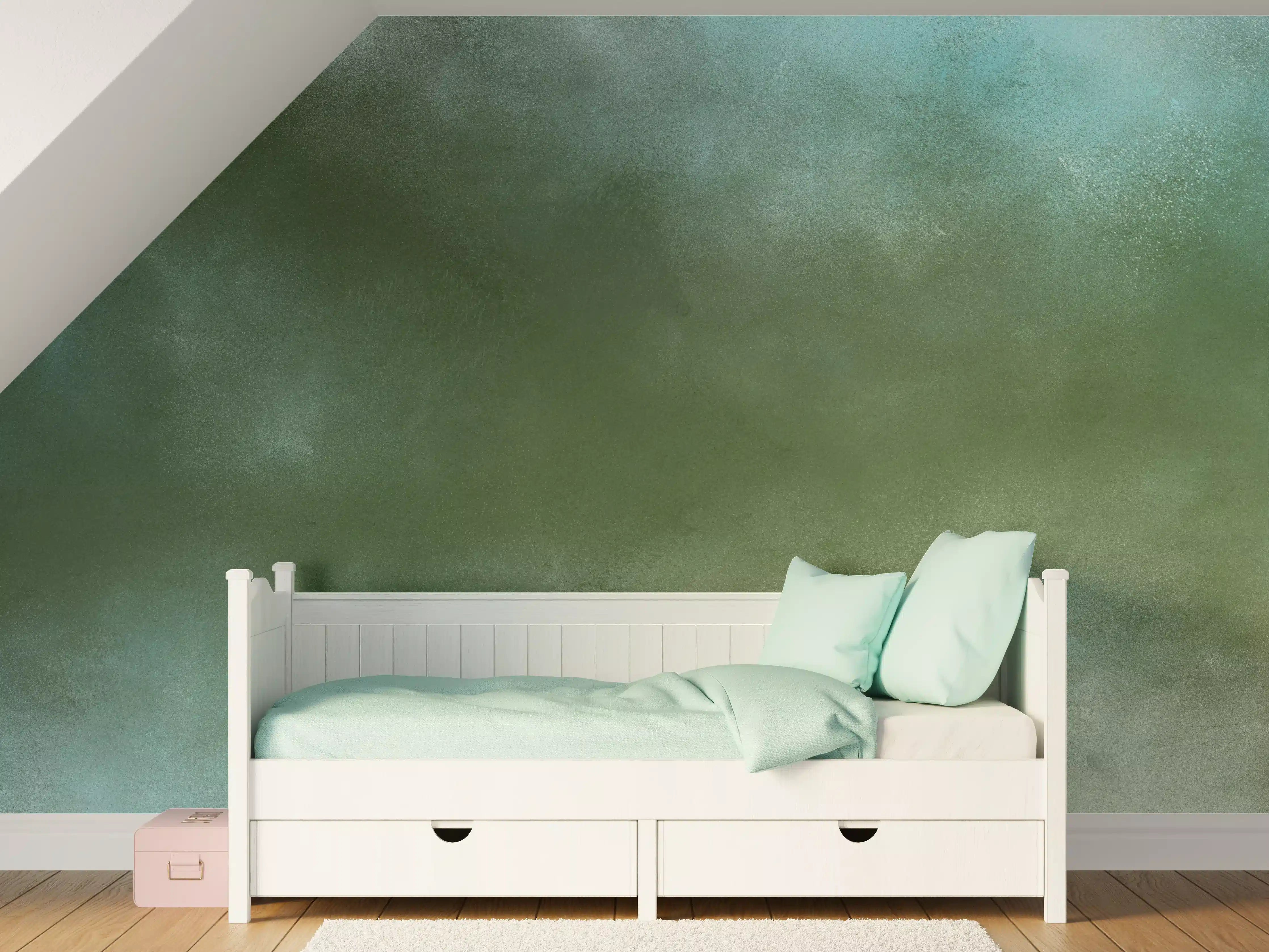 Kinderzimmer Wandgestaltung - Sanfte Wasserfarbentöne mit Blau- und Grüntönen