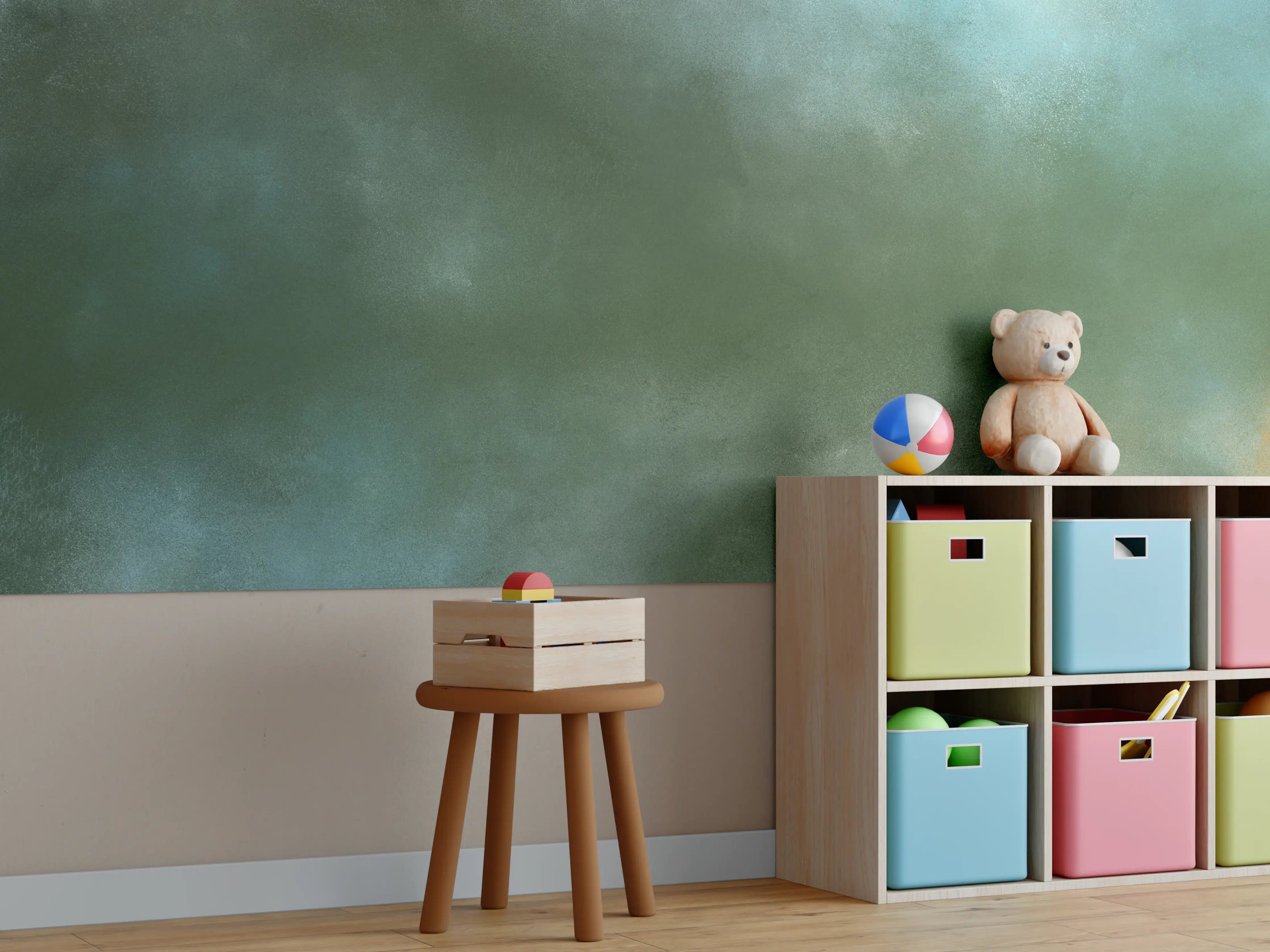 Kinderzimmer Wandgestaltung - Sanfte Wasserfarbentöne mit Blau- und Grüntönen