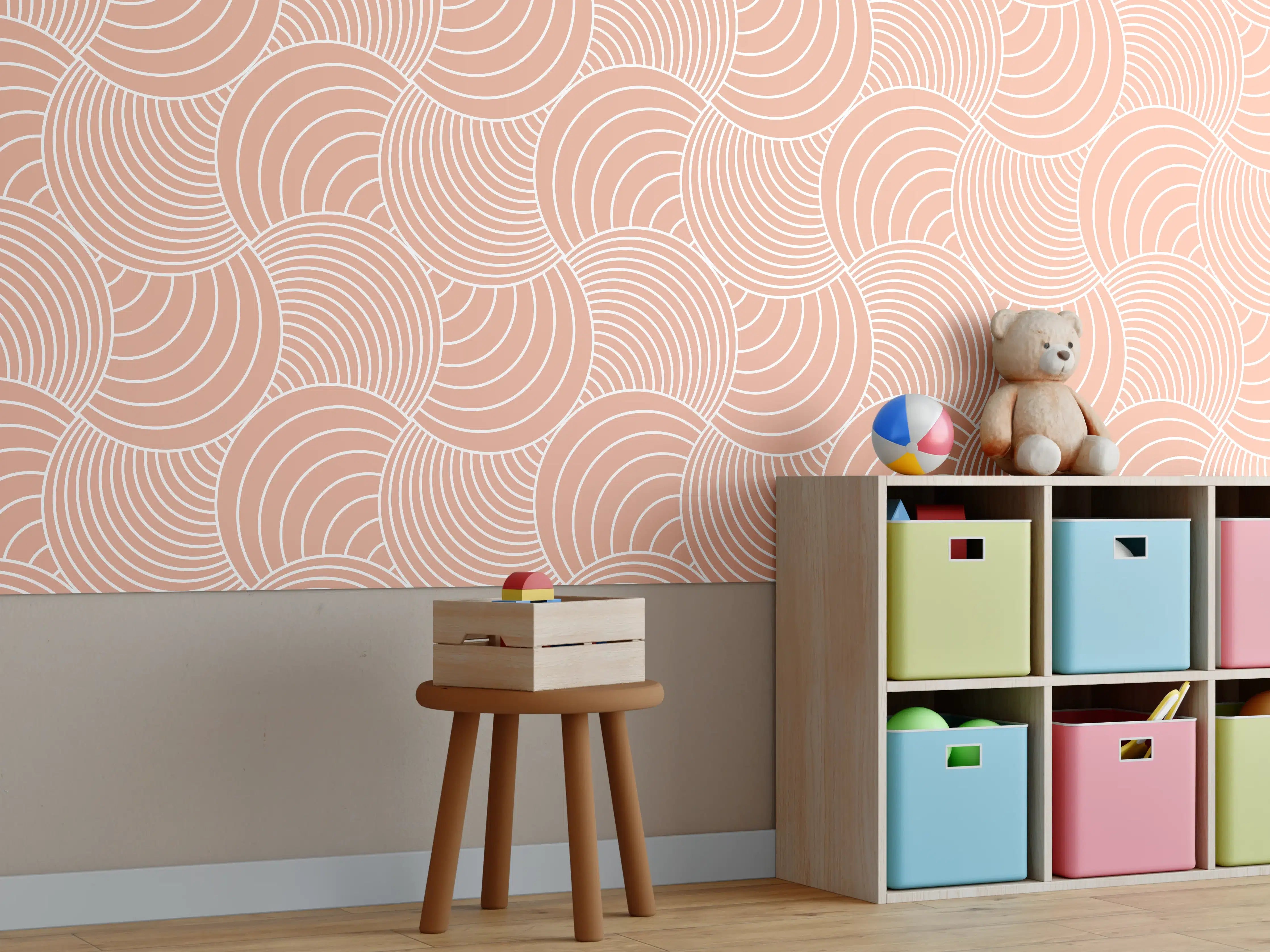 Kinderzimmer Wandgestaltung - Sanfte Wellen in Creme