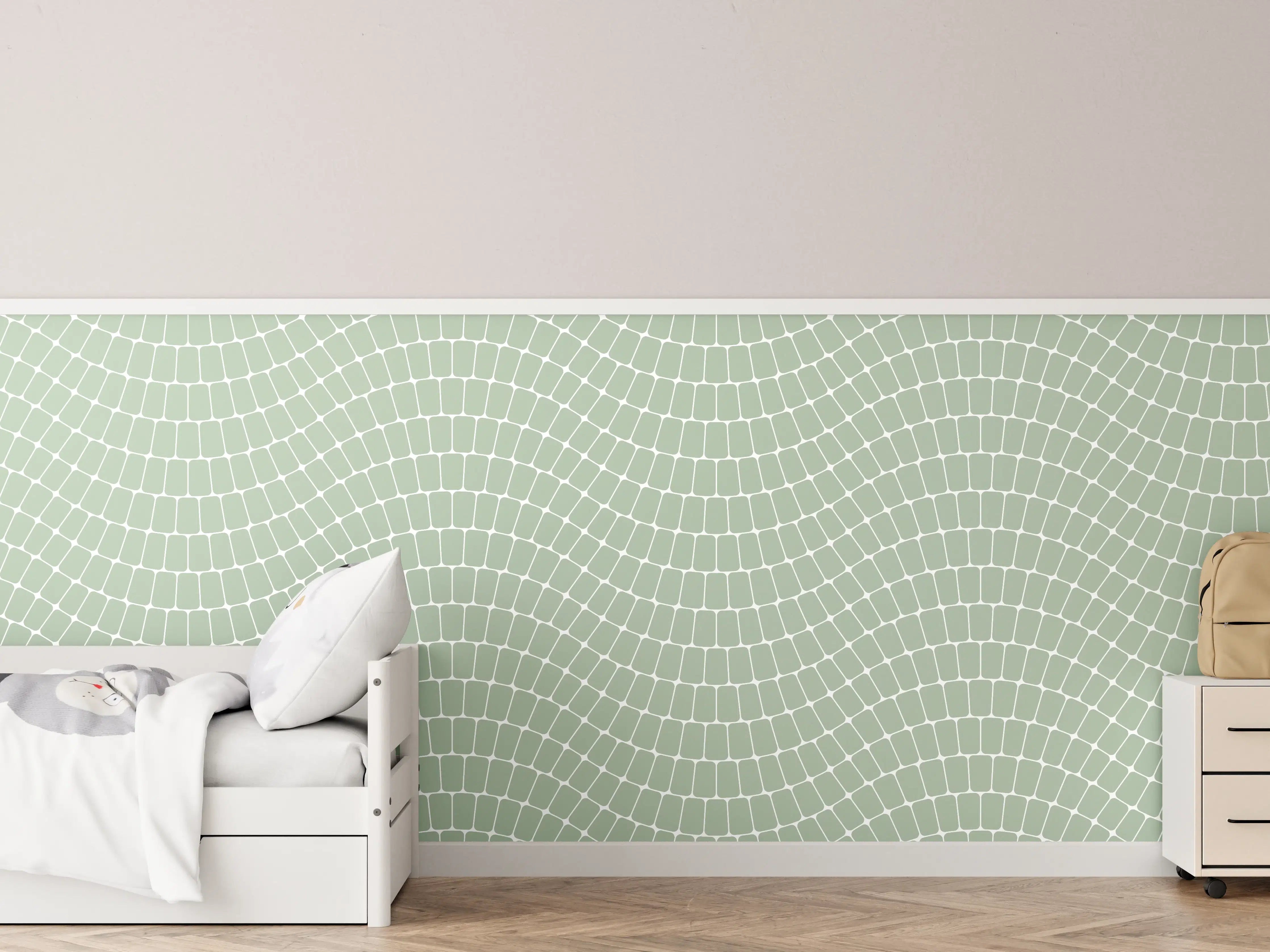 Kinderzimmer Wandgestaltung - Sanfte Wellen in Grün