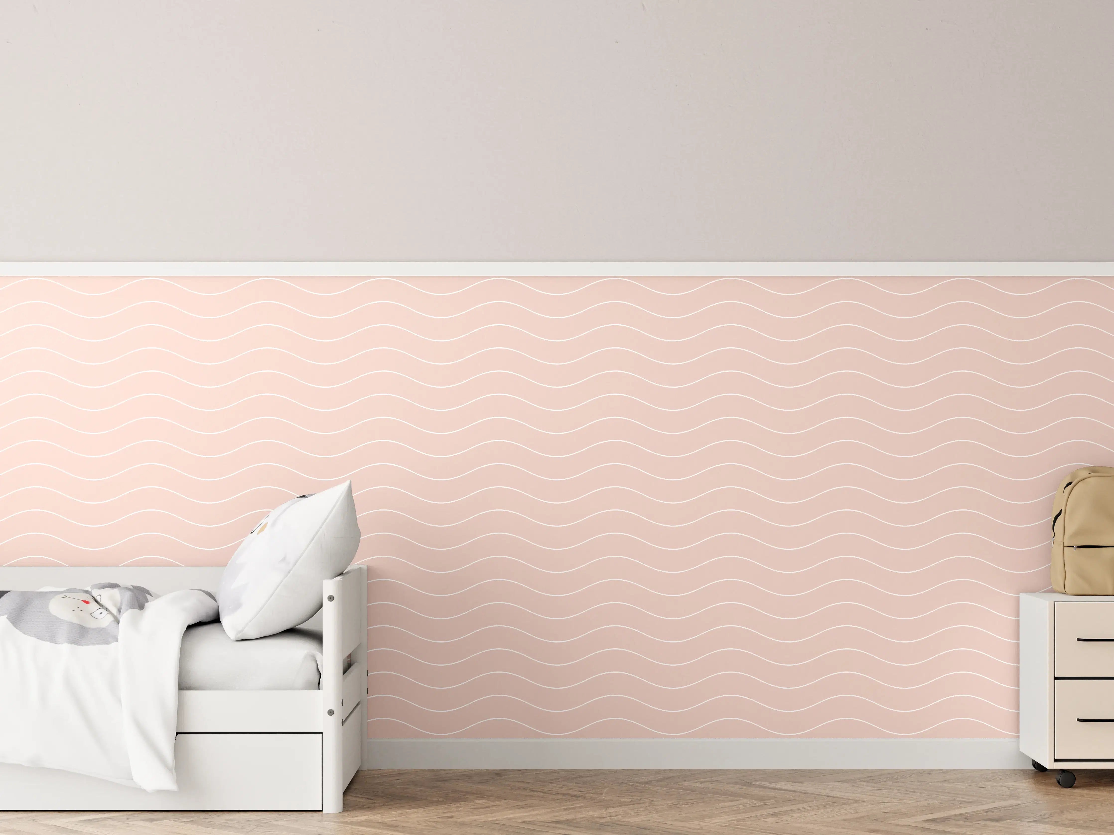 Kinderzimmer Wandgestaltung - Sanfte Wellen in Rosa
