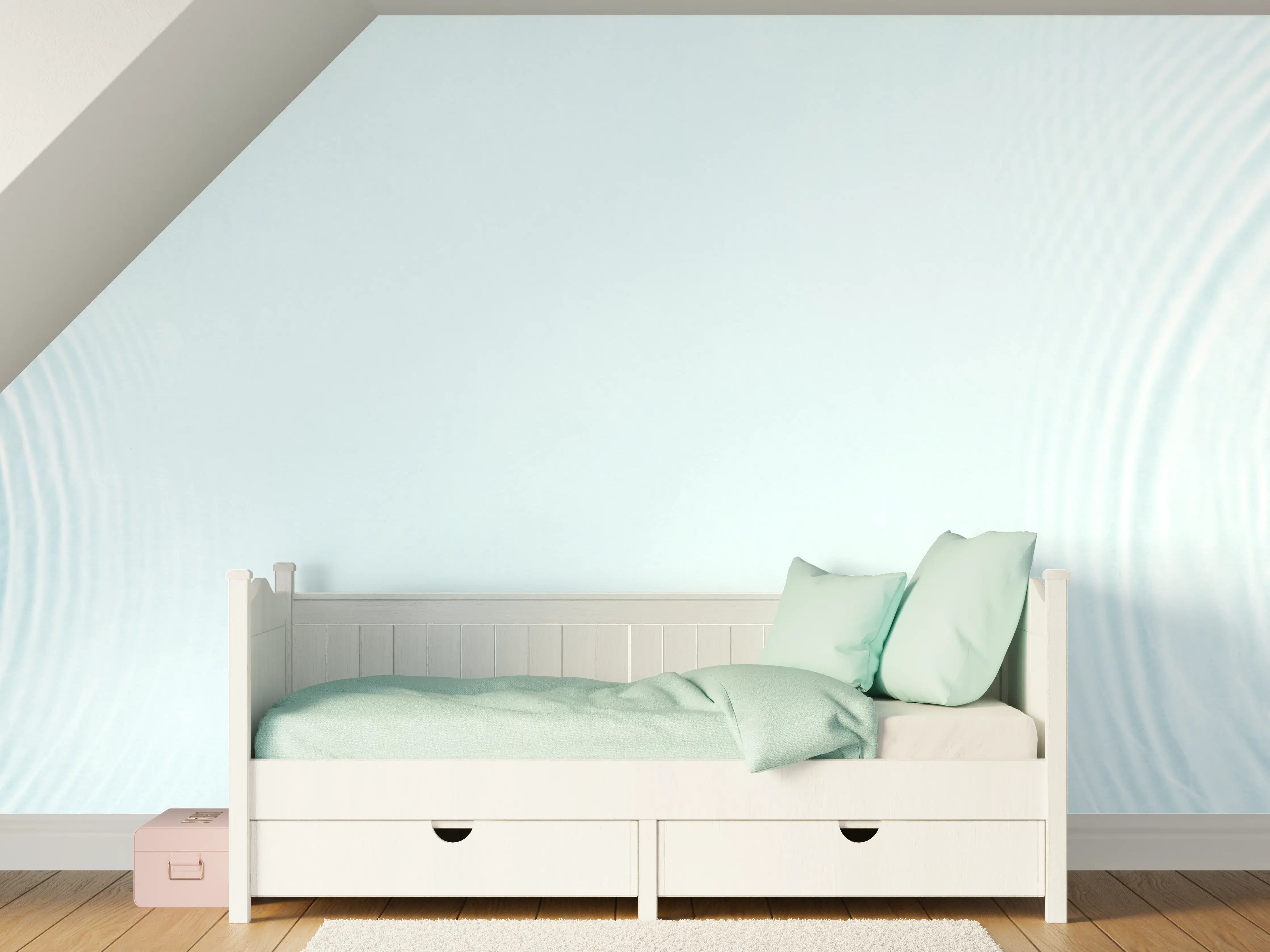 Kinderzimmer Wandgestaltung - Sanfte blaue Wellenringe