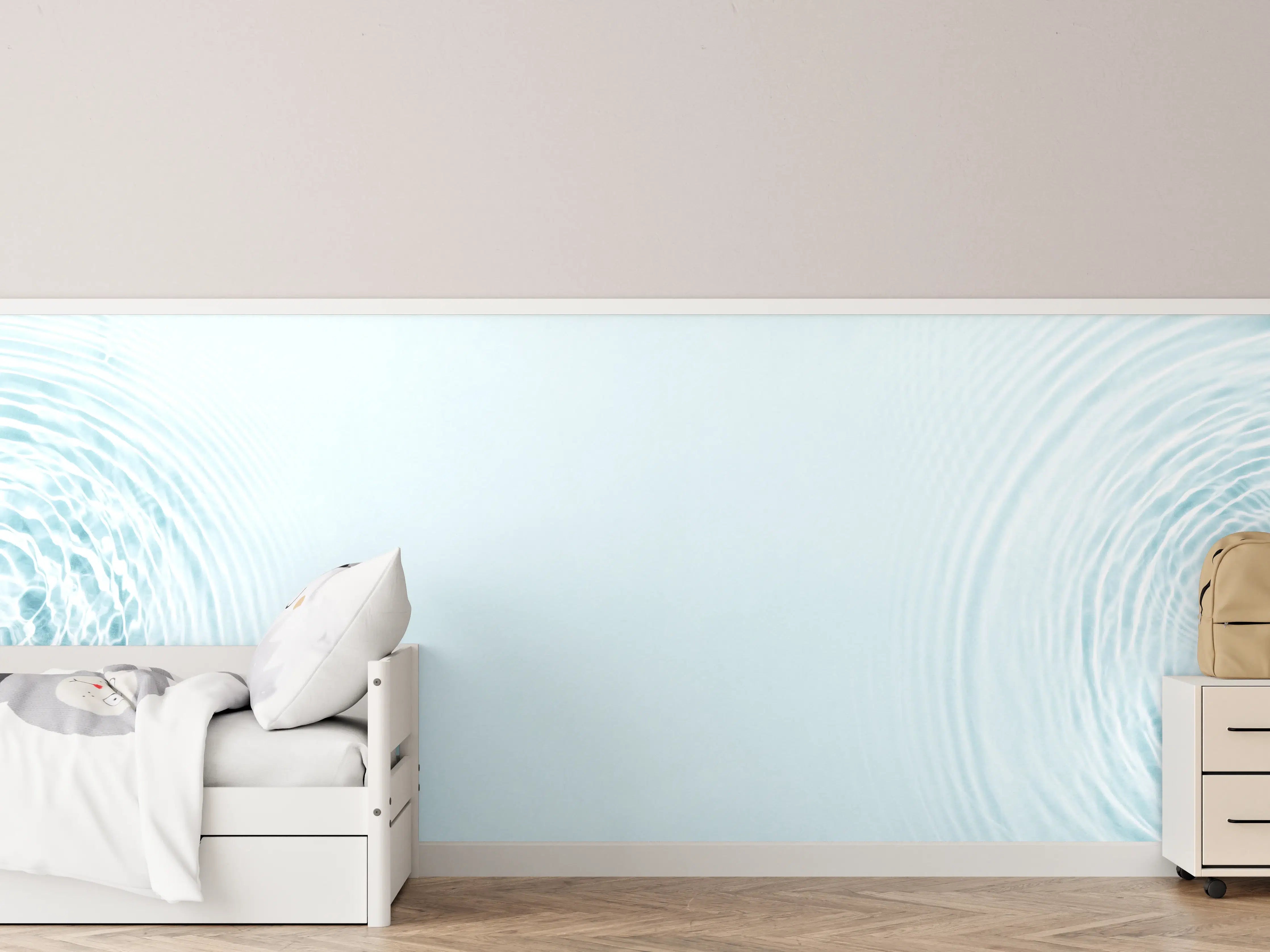 Kinderzimmer Wandgestaltung - Sanfte blaue Wellenringe