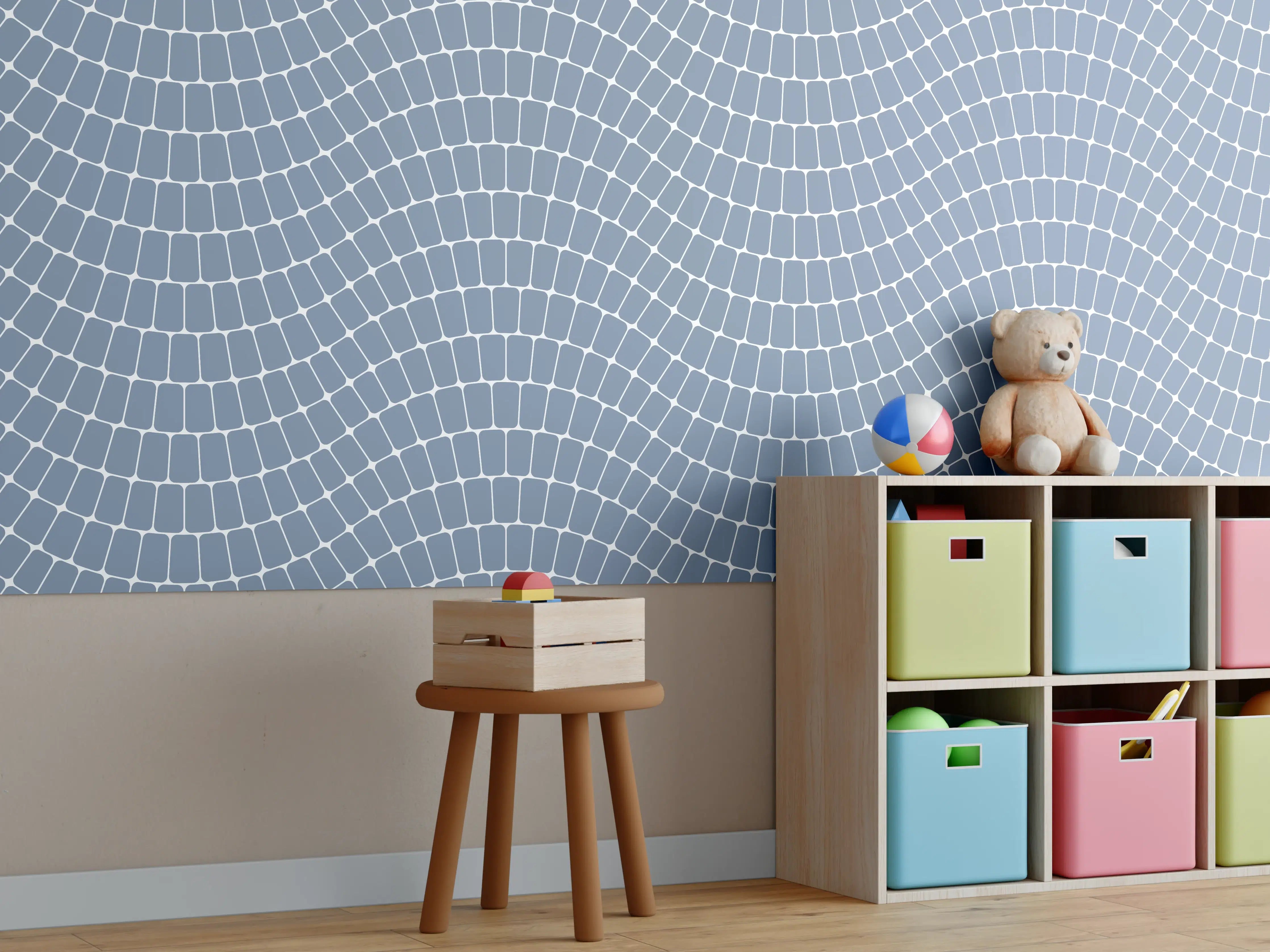 Kinderzimmer Wandgestaltung - Sanfte blaue Wellenwohnung