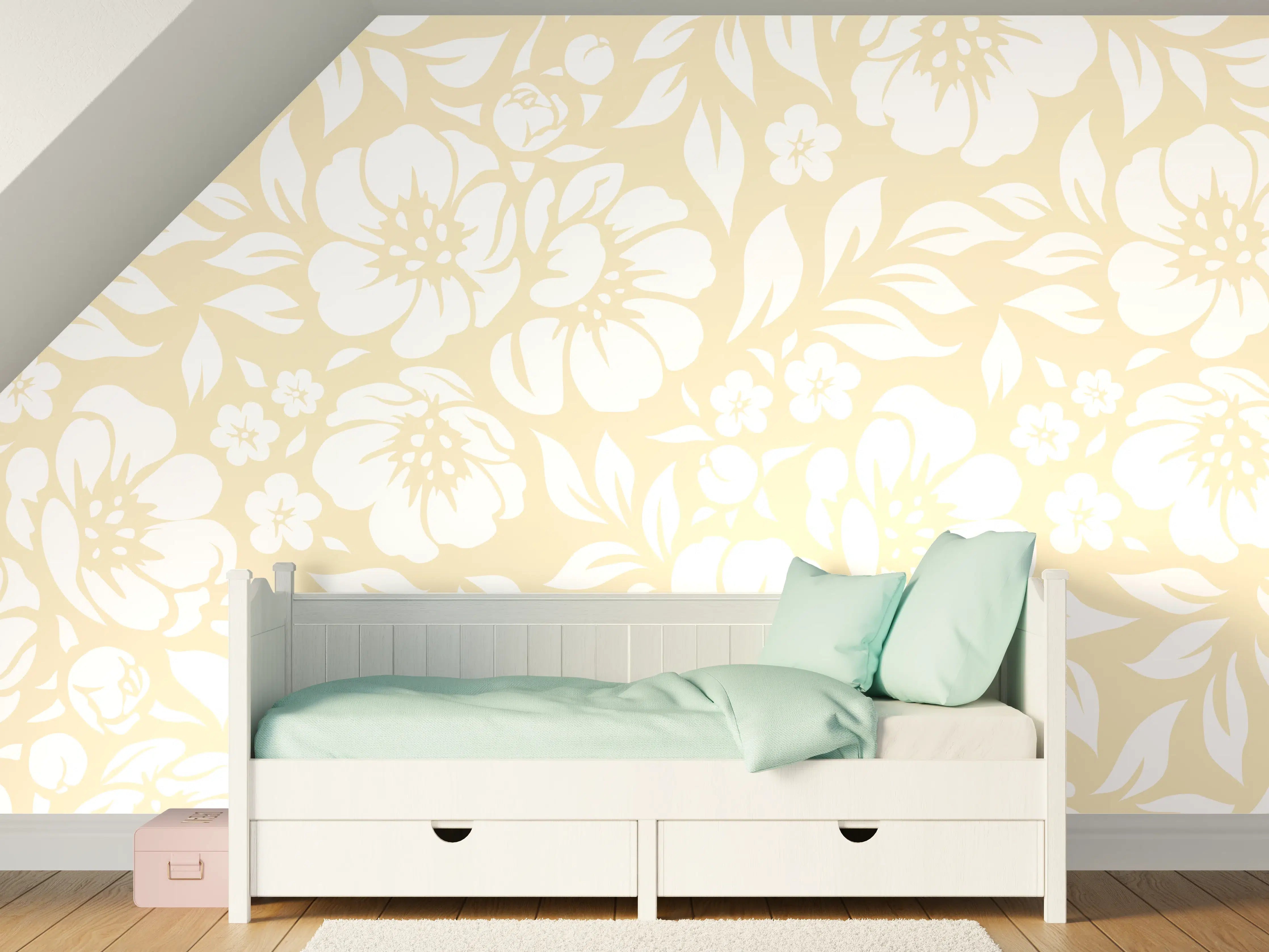 Kinderzimmer Wandgestaltung - Sanfte florale Natur-Optik