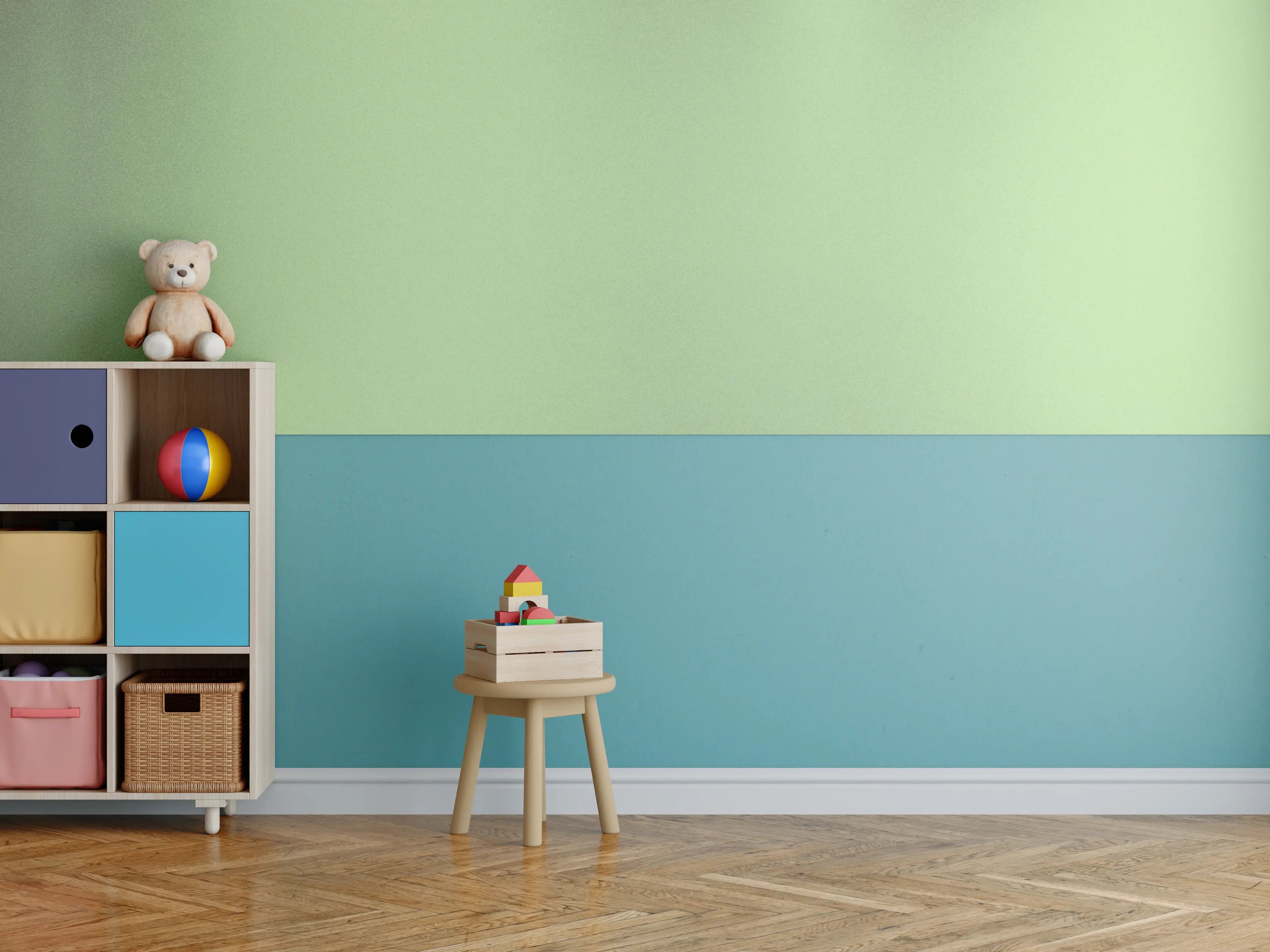 Kinderzimmer Wandgestaltung - Sanfte grüne Farbverlauf-Textur