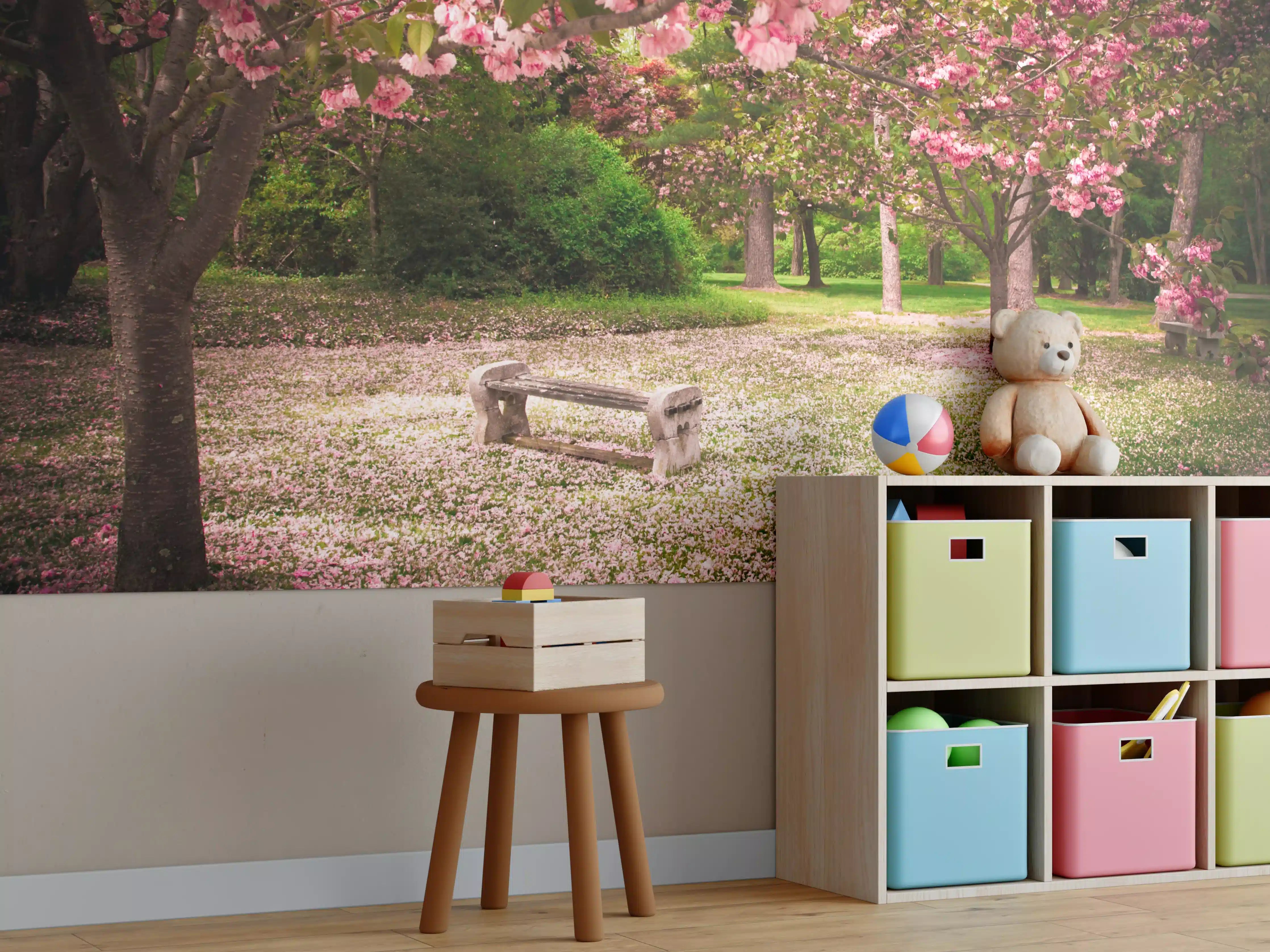 Kinderzimmer Wandgestaltung - Sanfter Blütentraum im Park
