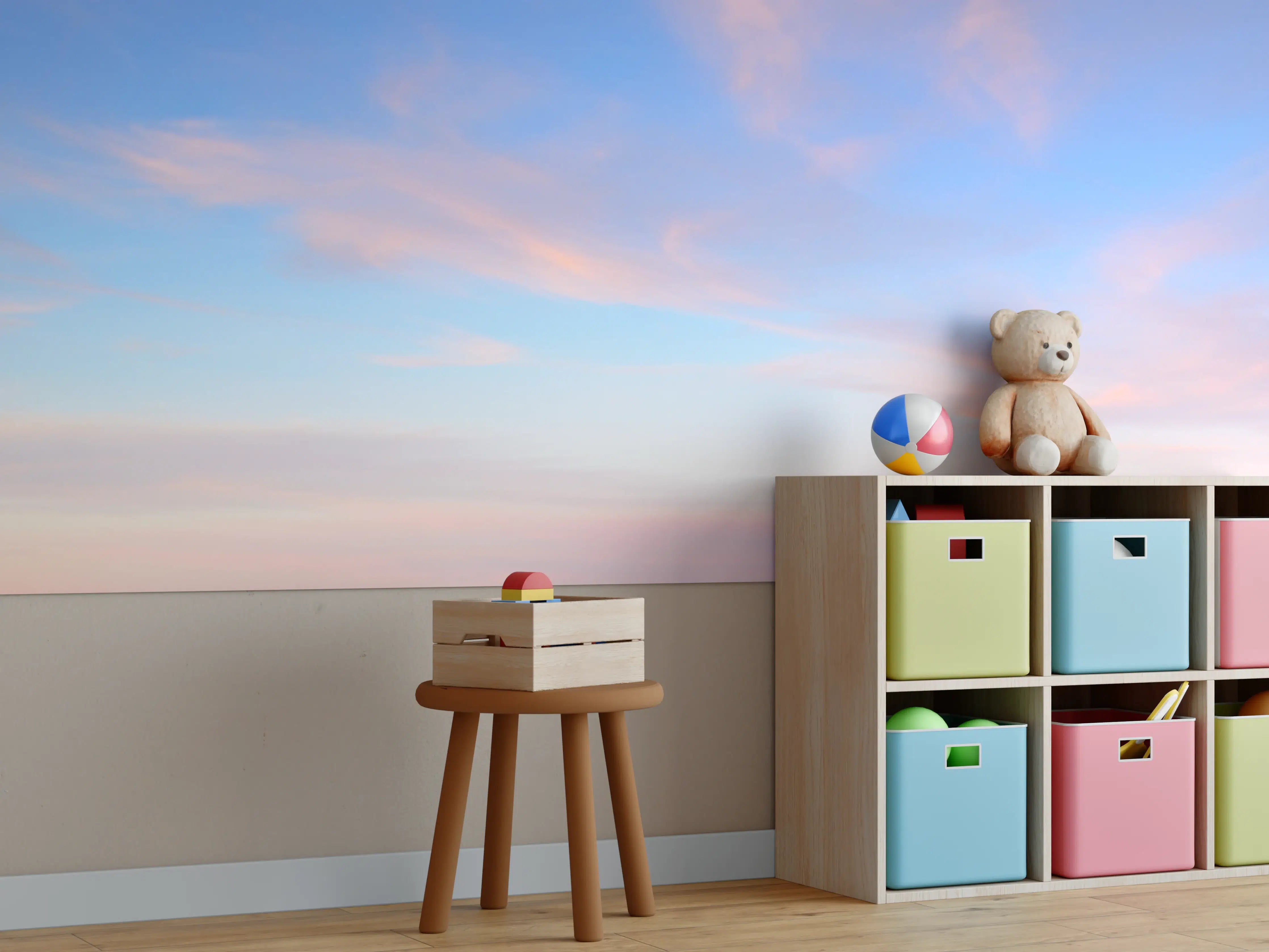 Kinderzimmer Wandgestaltung - Sanfter Himmel mit Pastellfarben
