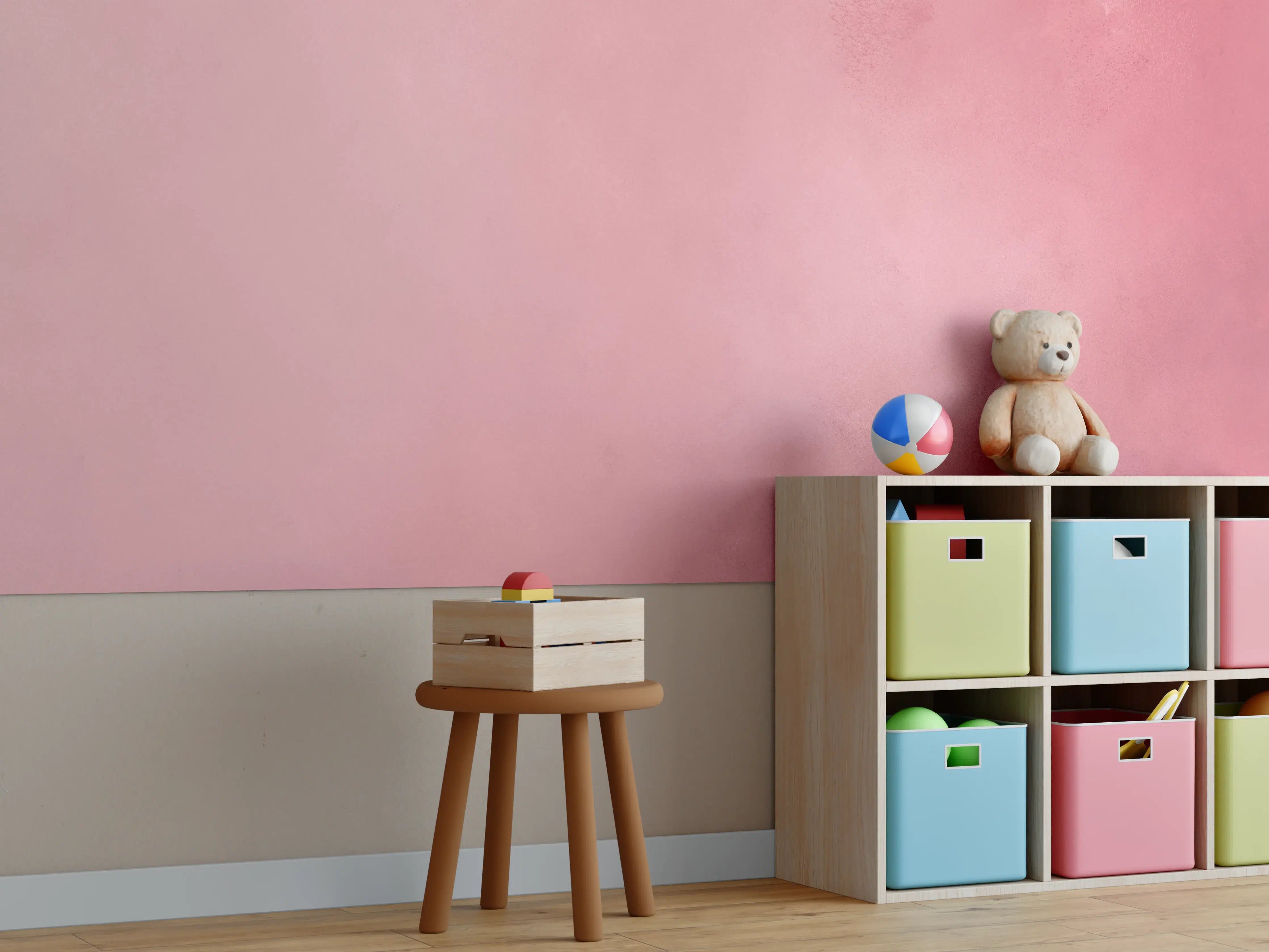 Kinderzimmer Wandgestaltung - Sanfter Rosé-Aquarellhintergrund