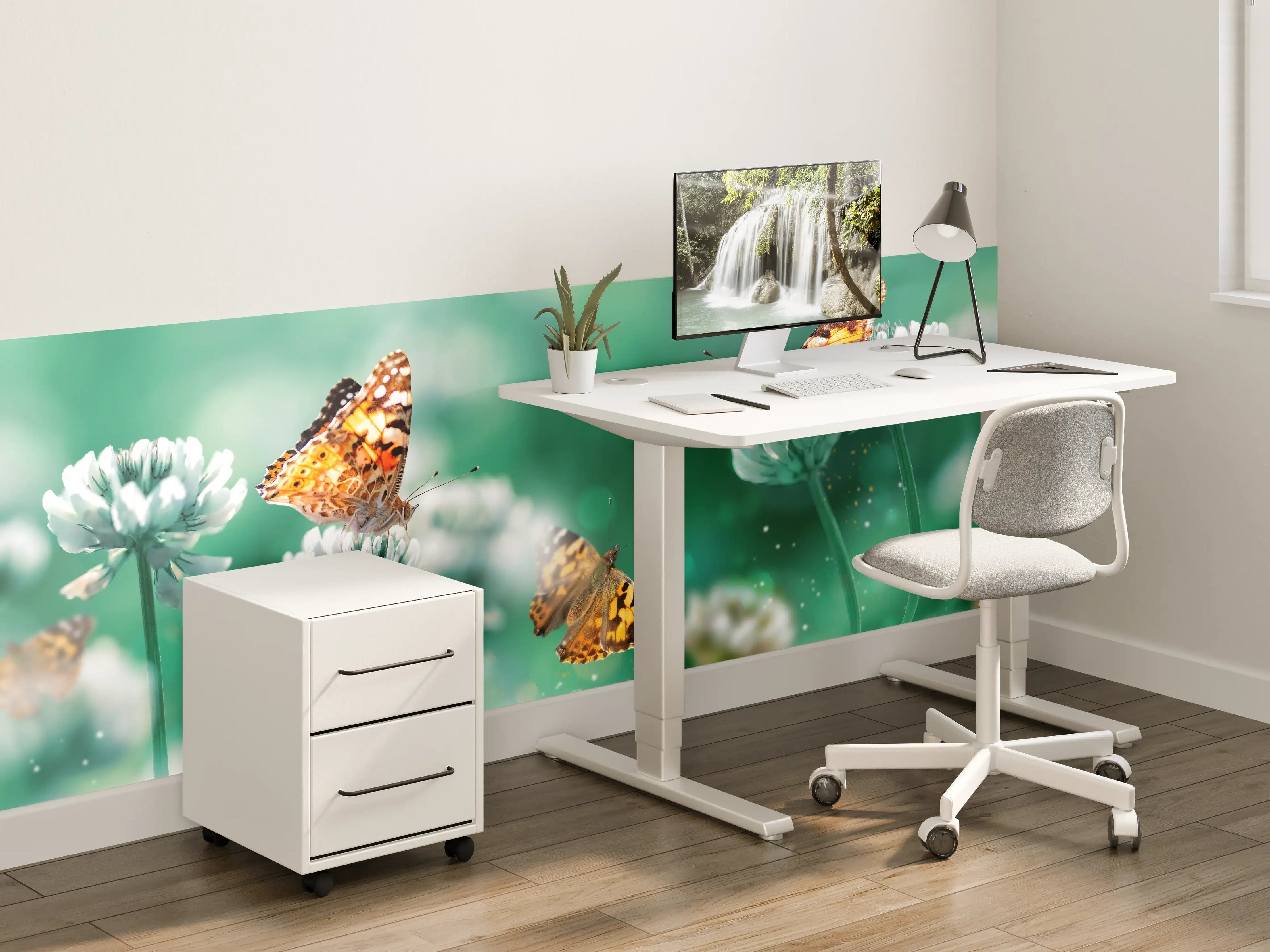 Kinderzimmer Wandgestaltung - Schmetterling auf Weißkleeblüten