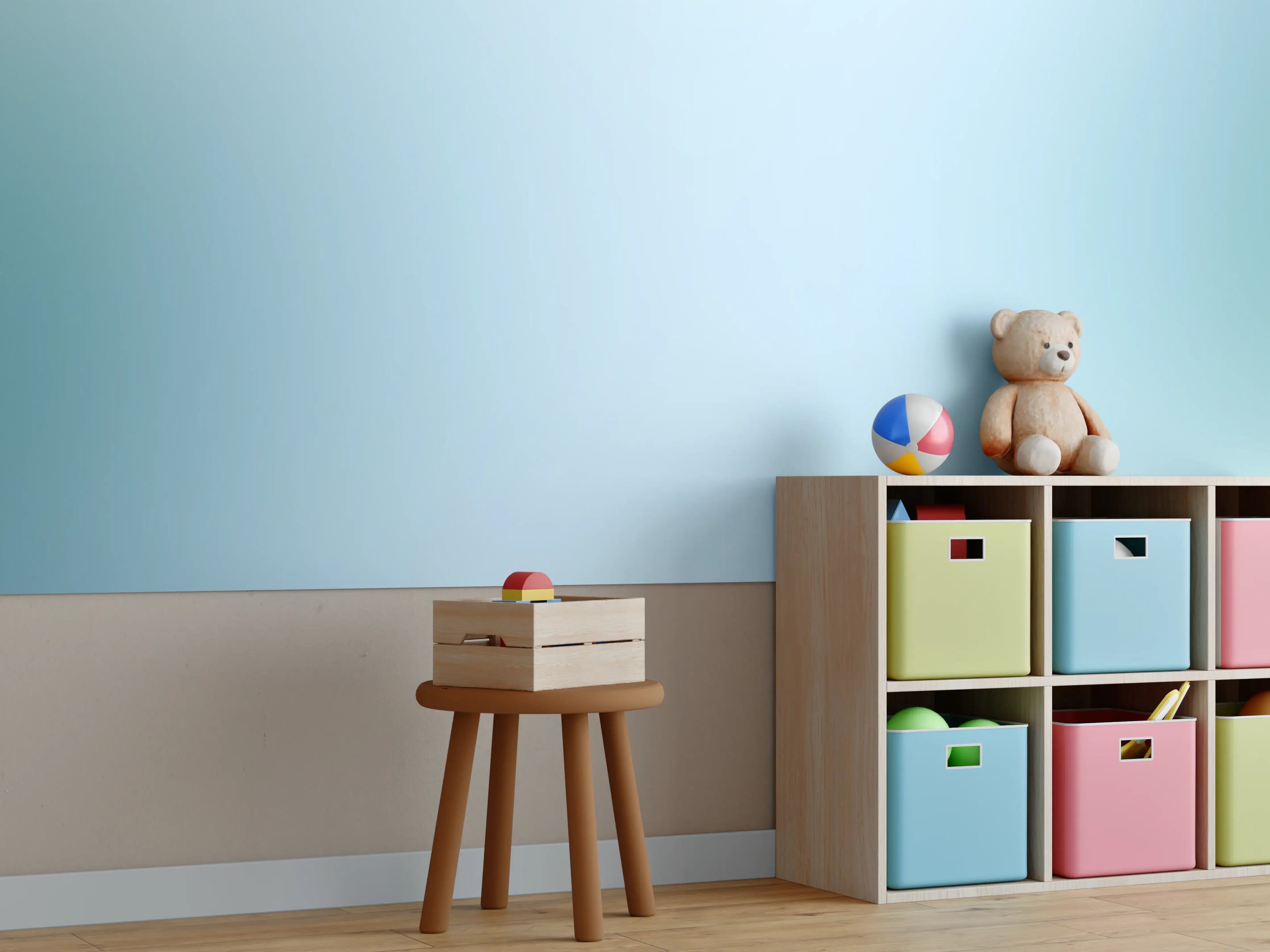 Kinderzimmer Wandgestaltung - Schnee-Grau Marmorstruktur