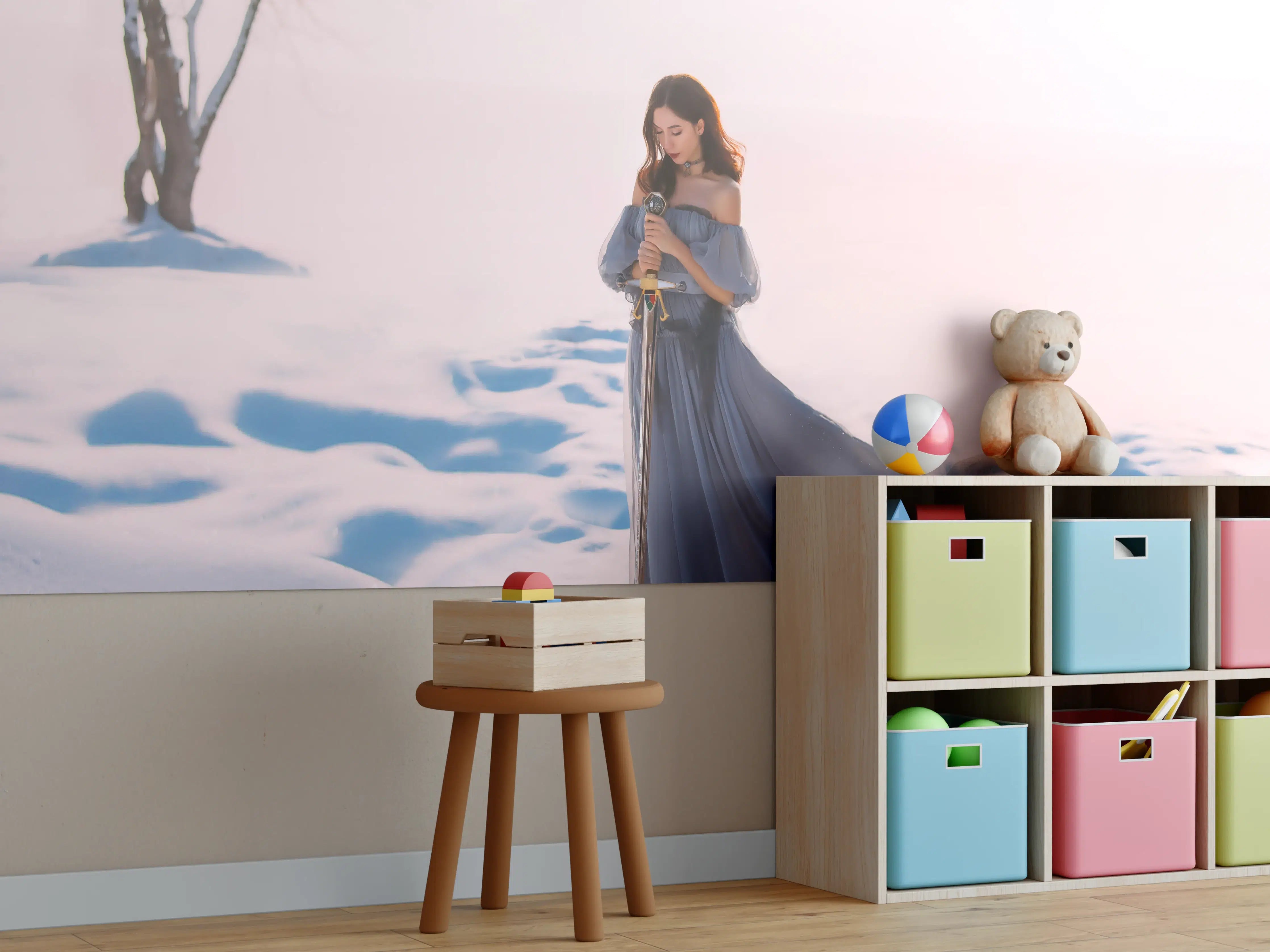 Kinderzimmer Wandgestaltung - Schnee-Königin mit Schwert