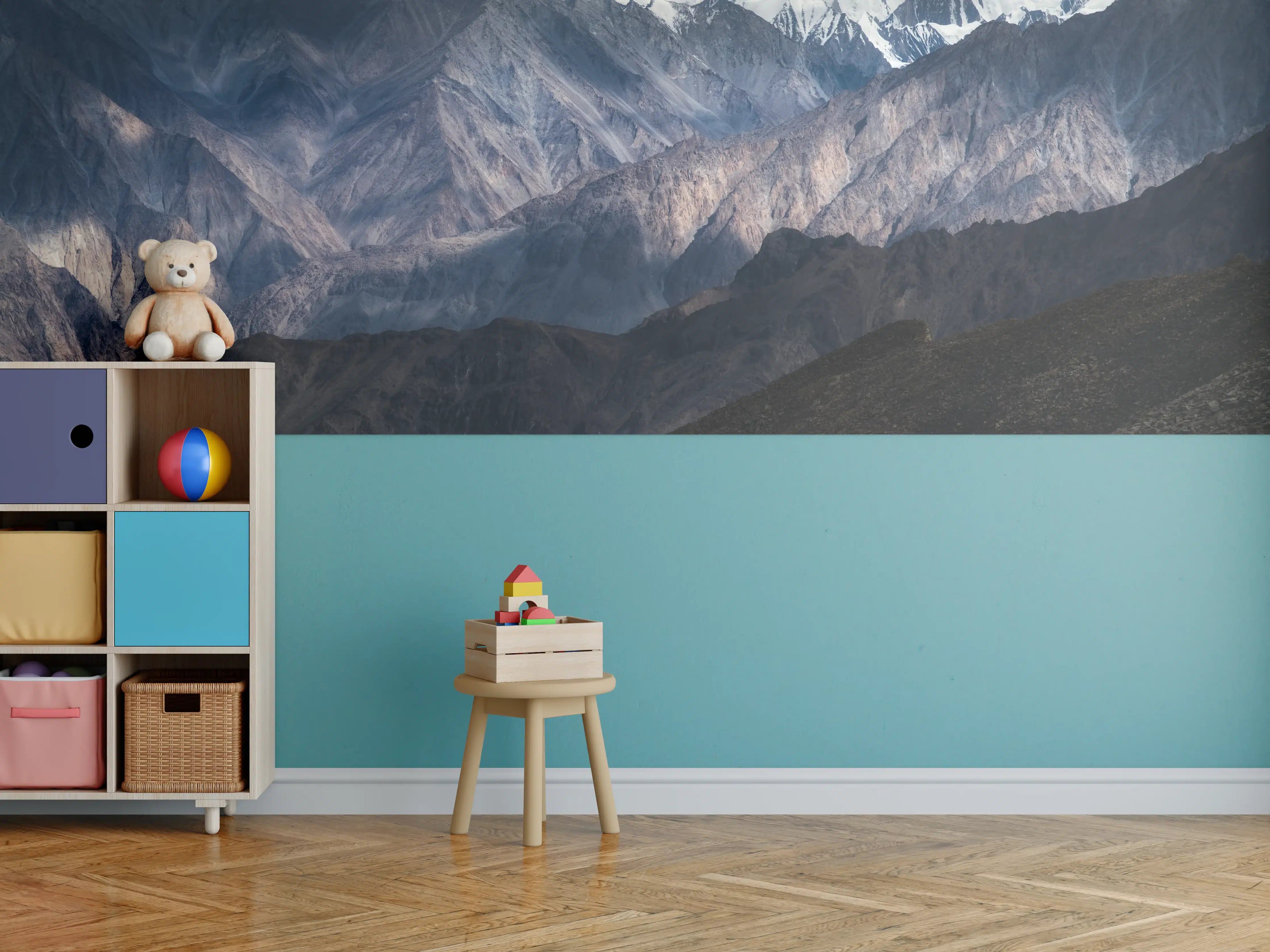 Kinderzimmer Wandgestaltung - Schneebedeckte Bergspitzen Panorama