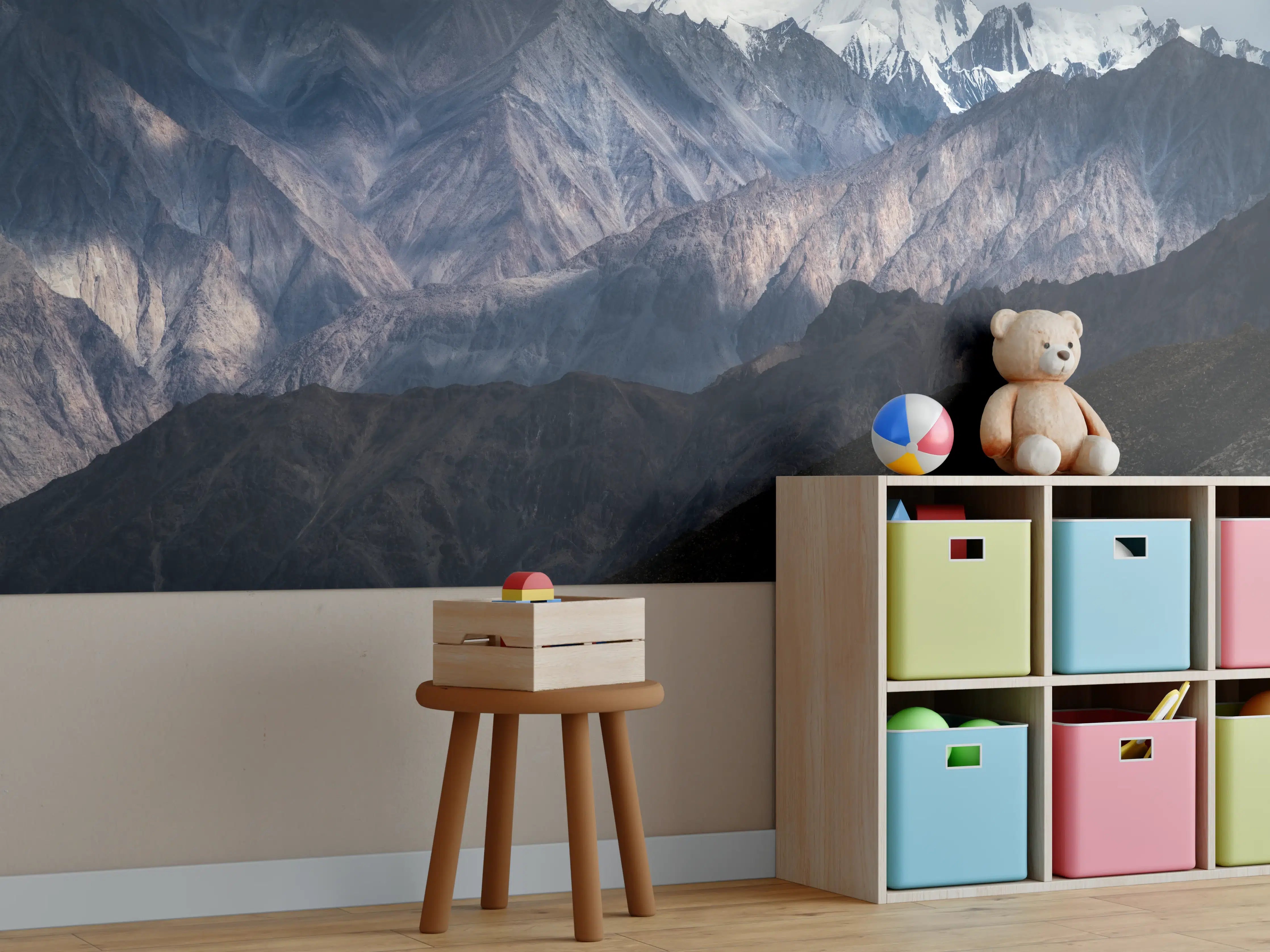 Kinderzimmer Wandgestaltung - Schneebedeckte Bergspitzen Panorama