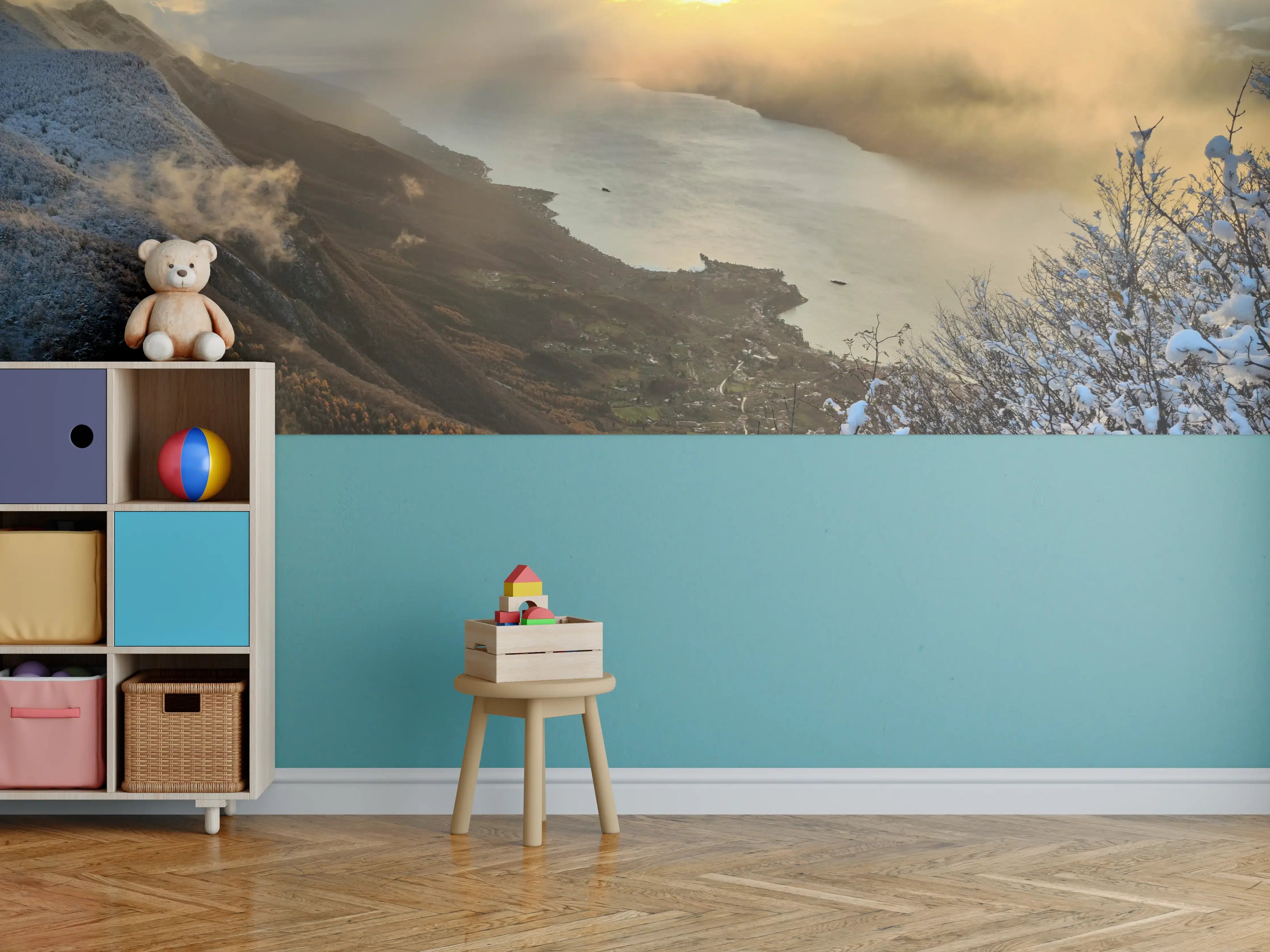 Kinderzimmer Wandgestaltung - Schneelandschaft am Gardasee
