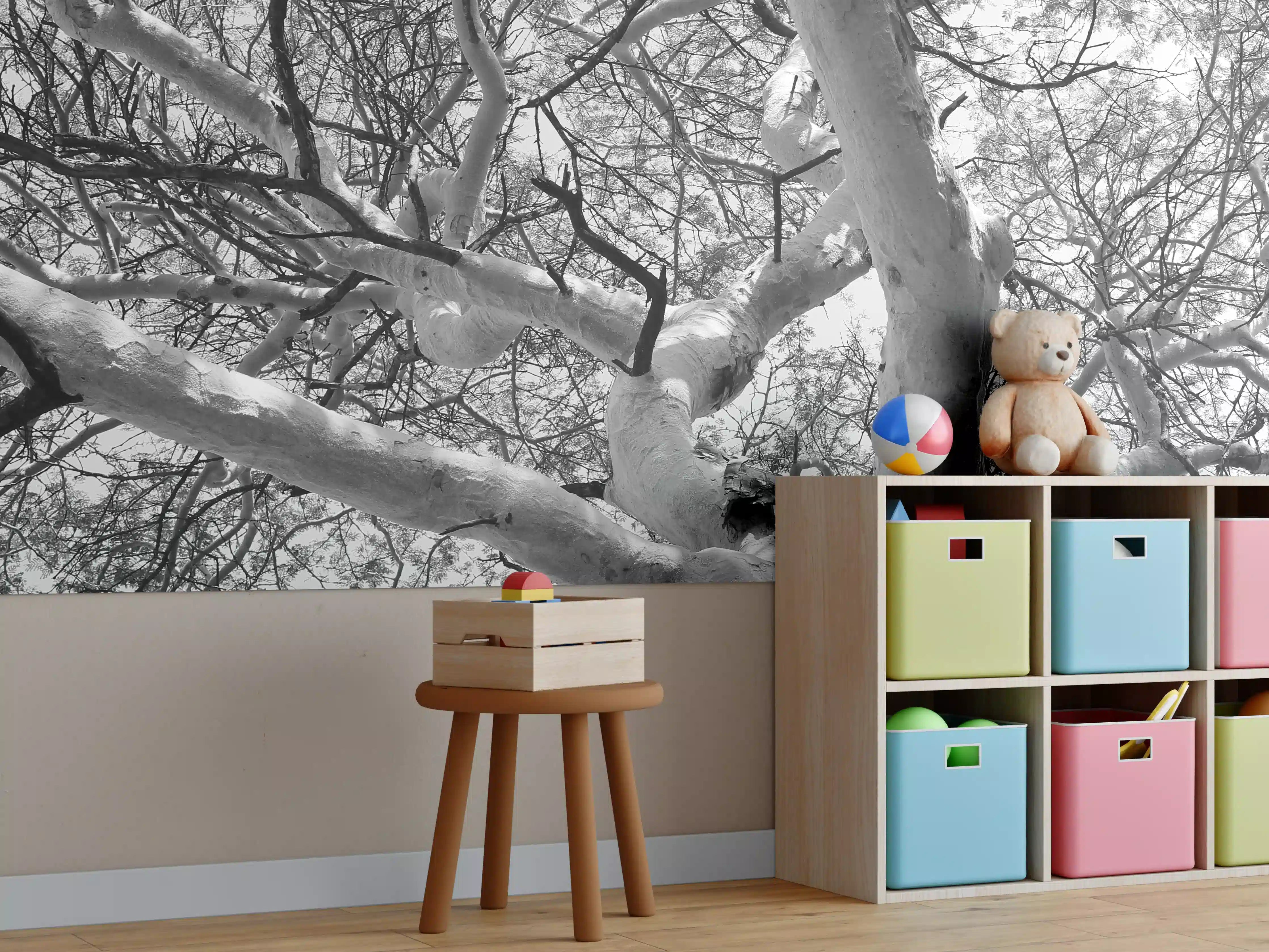 Kinderzimmer Wandgestaltung - Schneeüberdeckte Baumkrone
