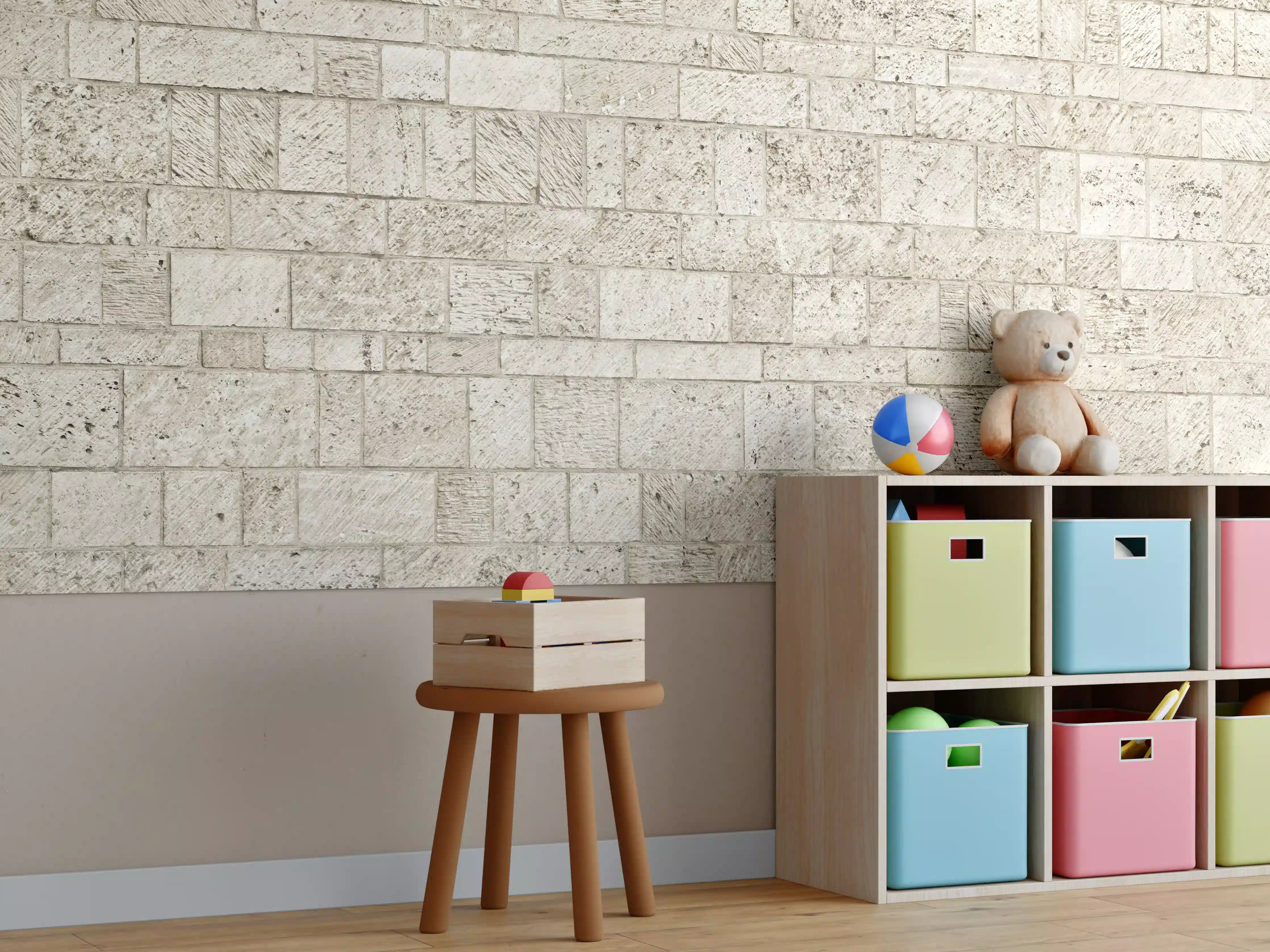 Kinderzimmer Wandgestaltung - Schöne Steinfassade im Panoramaformat