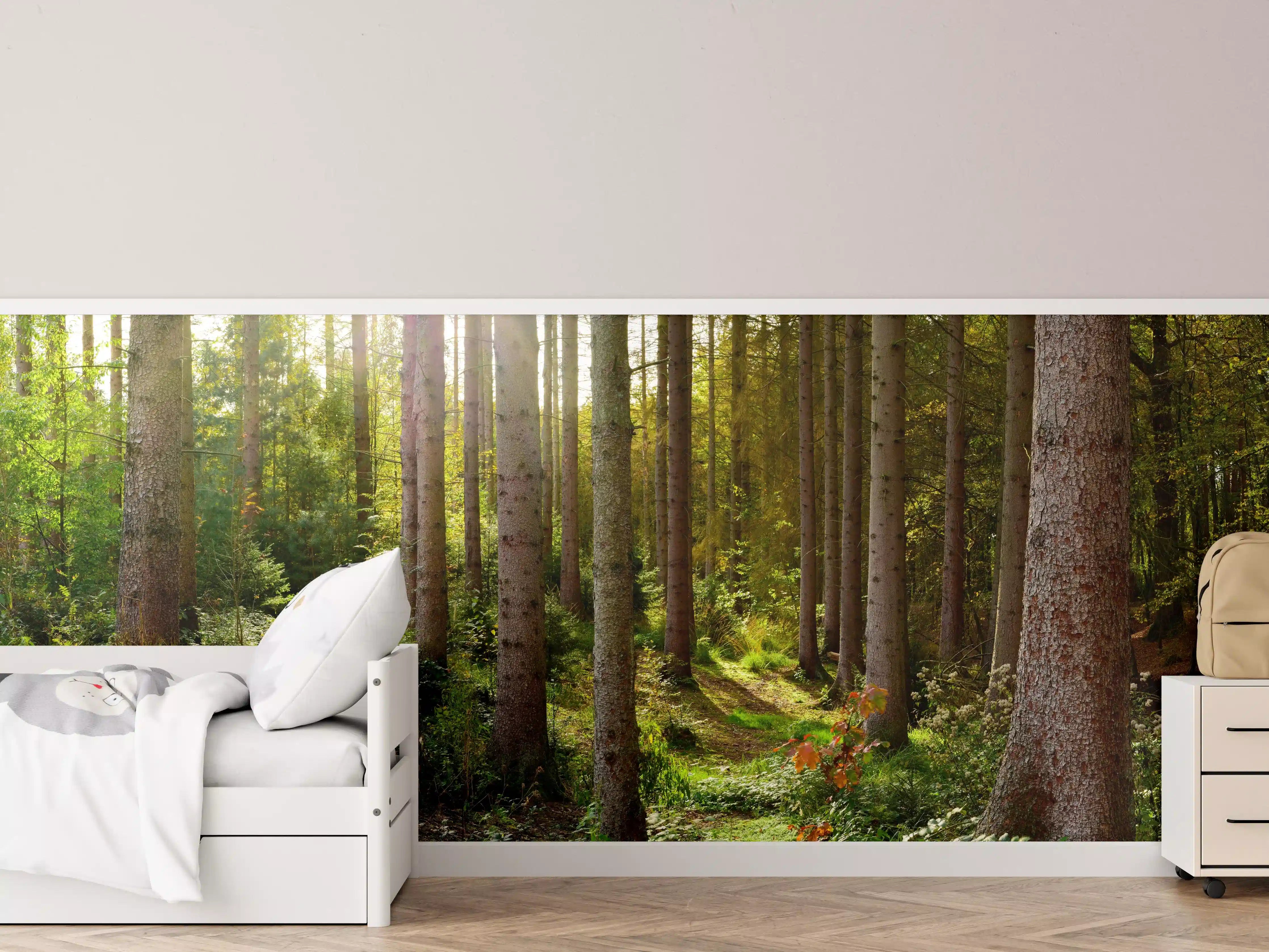 Kinderzimmer Wandgestaltung - Schöner Fichtenwald im Herbst