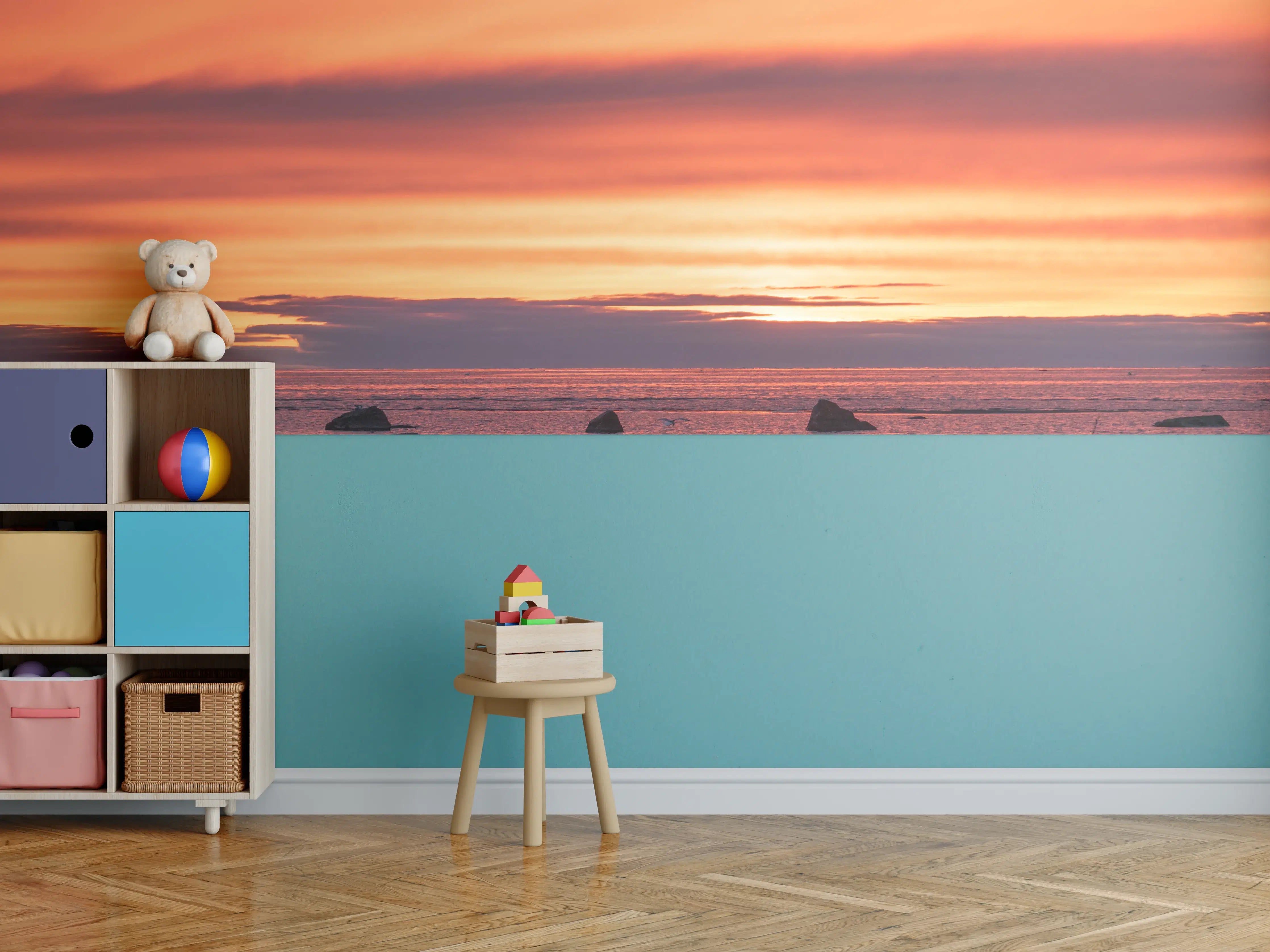 Kinderzimmer Wandgestaltung - Schöner Sonnenuntergang am Meer