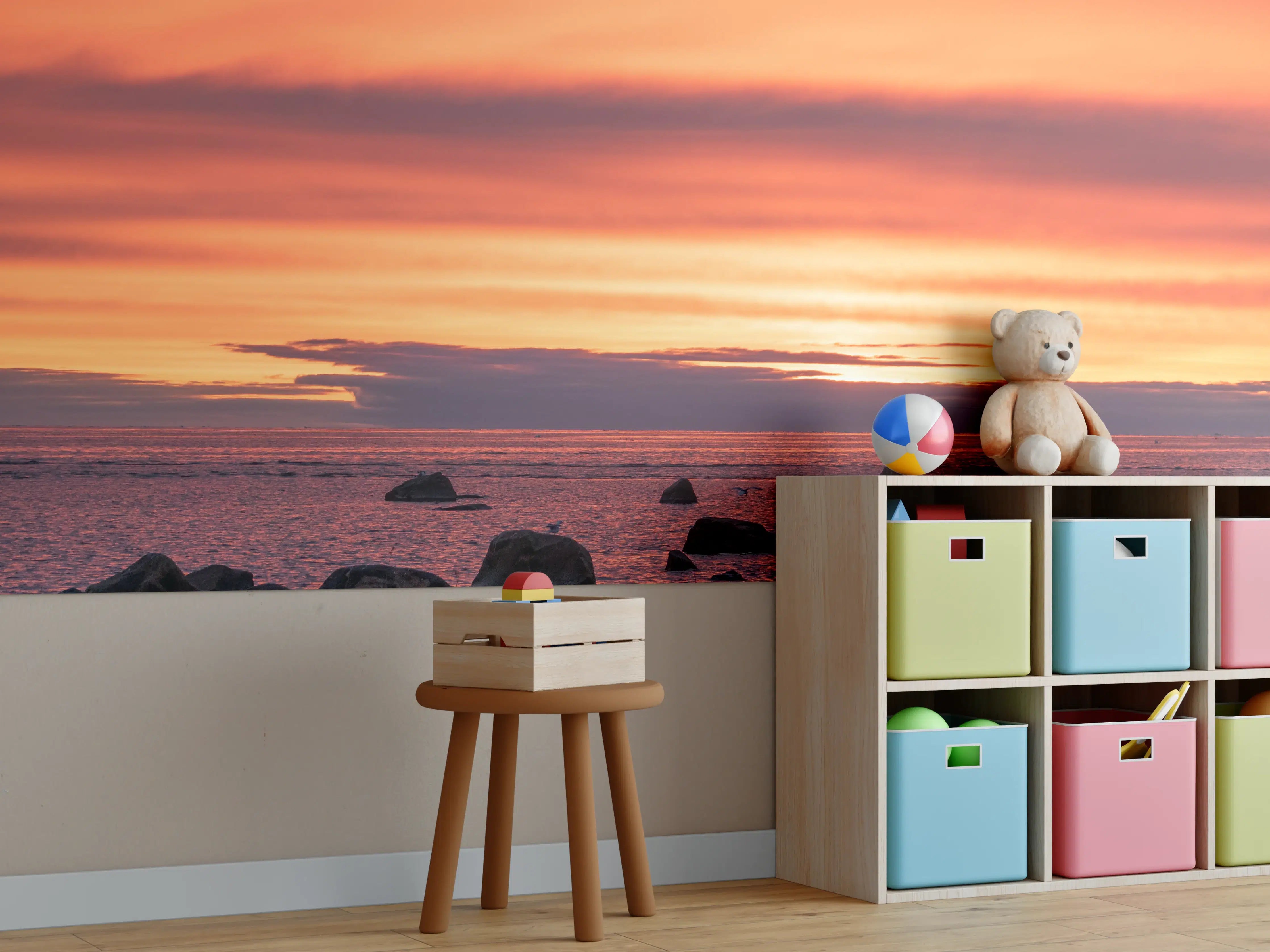 Kinderzimmer Wandgestaltung - Schöner Sonnenuntergang am Meer
