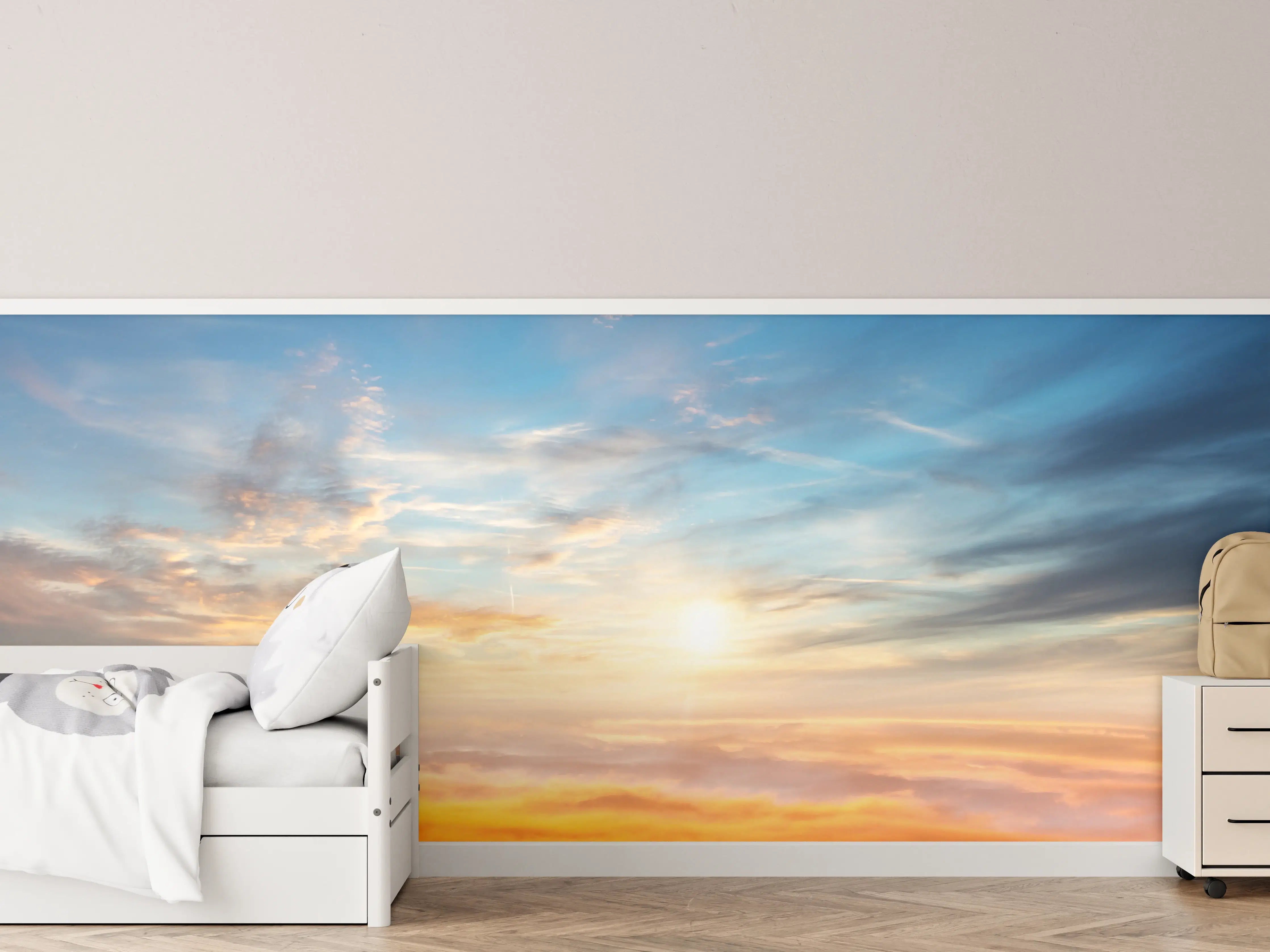 Kinderzimmer Wandgestaltung - Schöner Sonnenuntergang über den Wolken