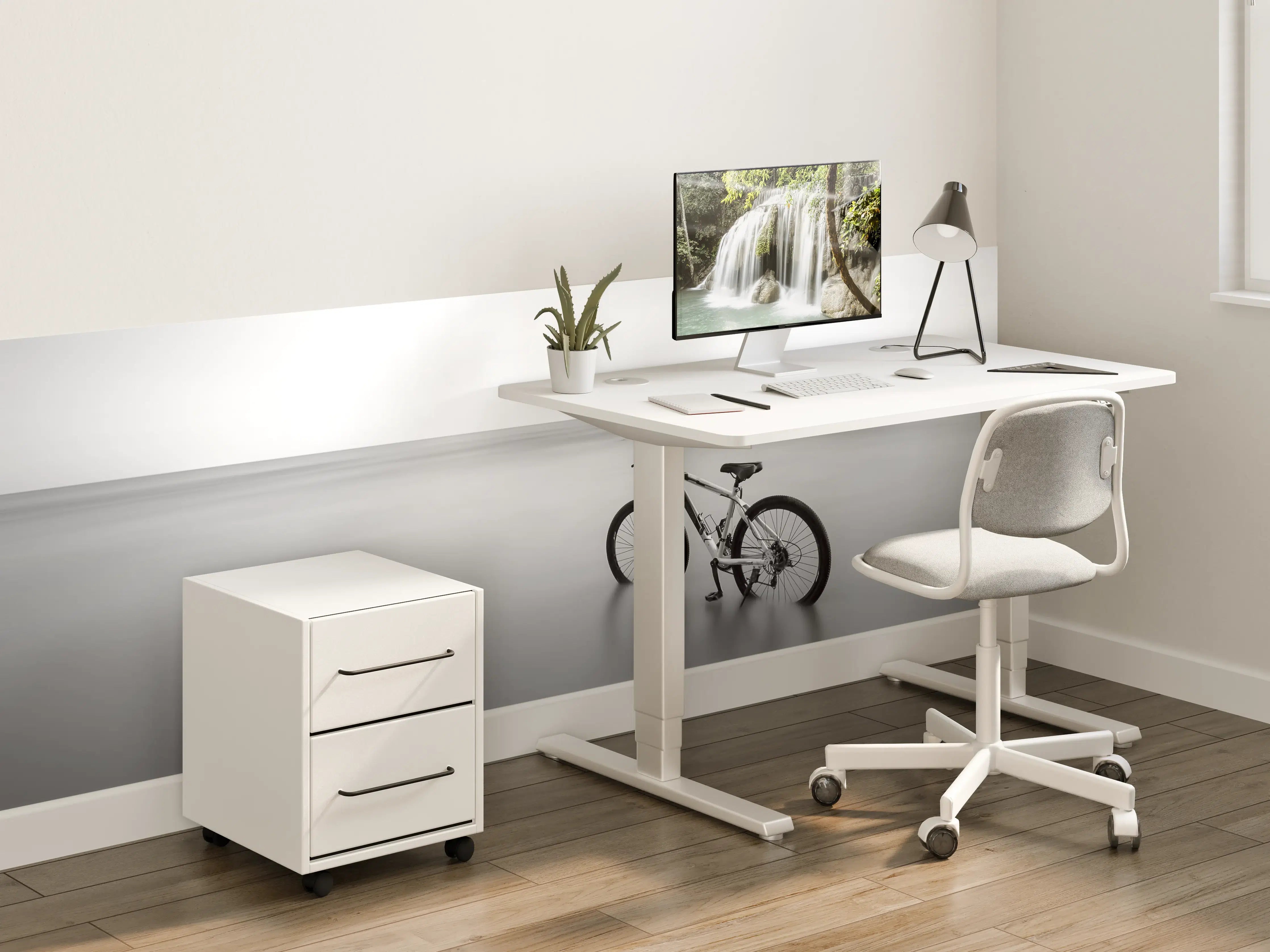 Kinderzimmer Wandgestaltung - Schwarz-Weiß-Fahrrad am ruhigen Strand