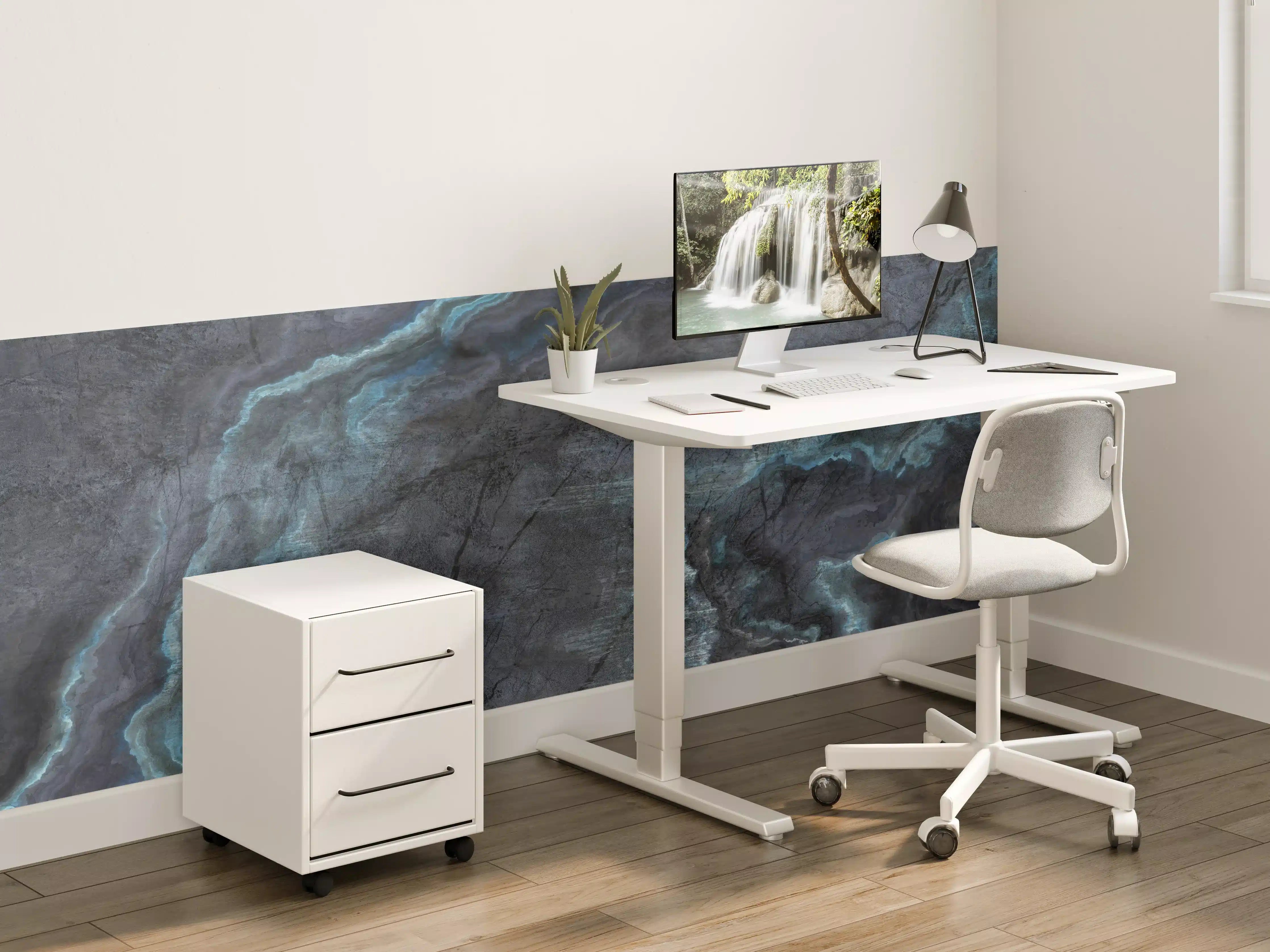 Kinderzimmer Wandgestaltung - Schwarz-blauer Steinhintergrund