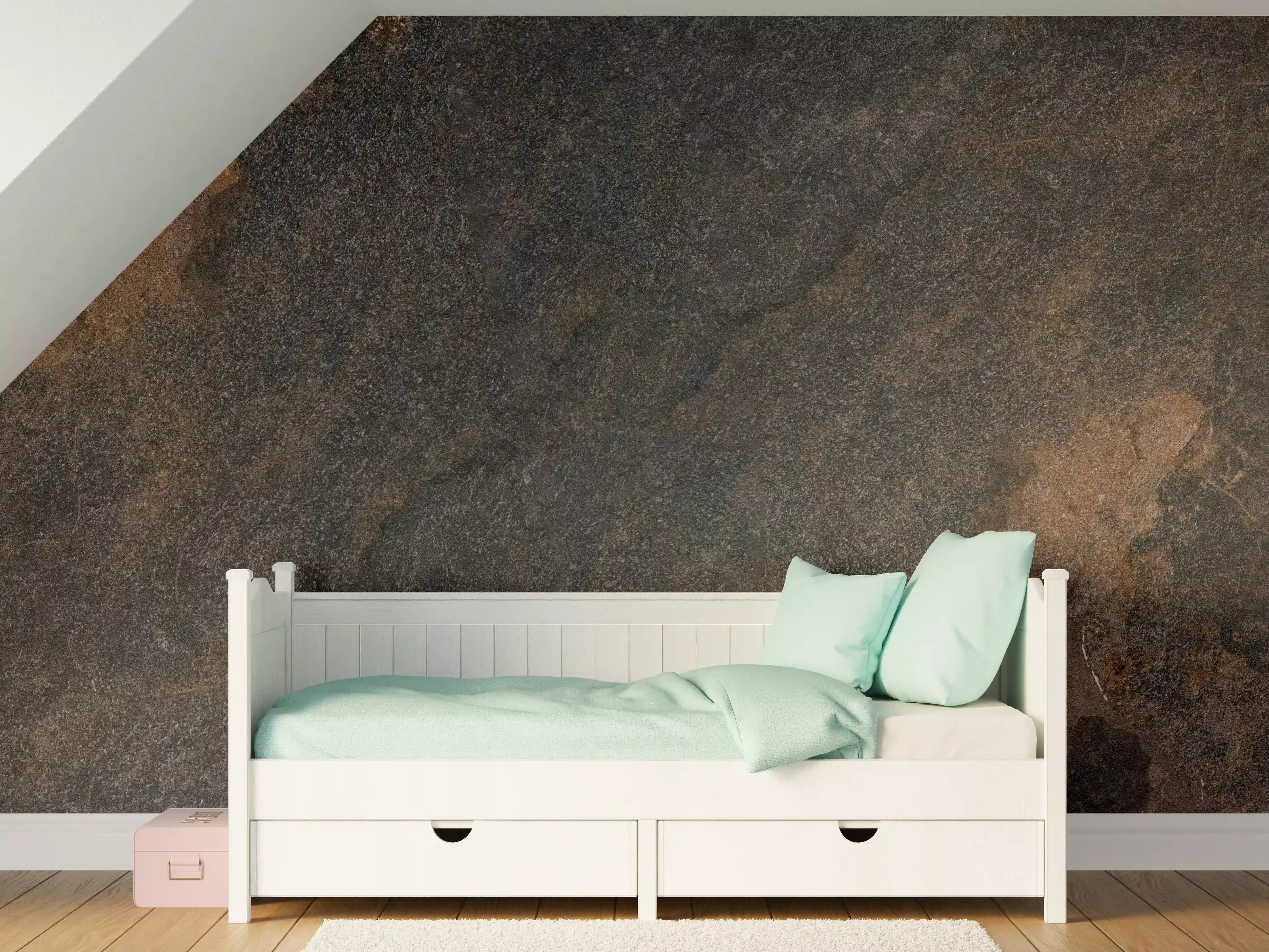 Kinderzimmer Wandgestaltung - Schwarz braun rostigen Stein Fliesen