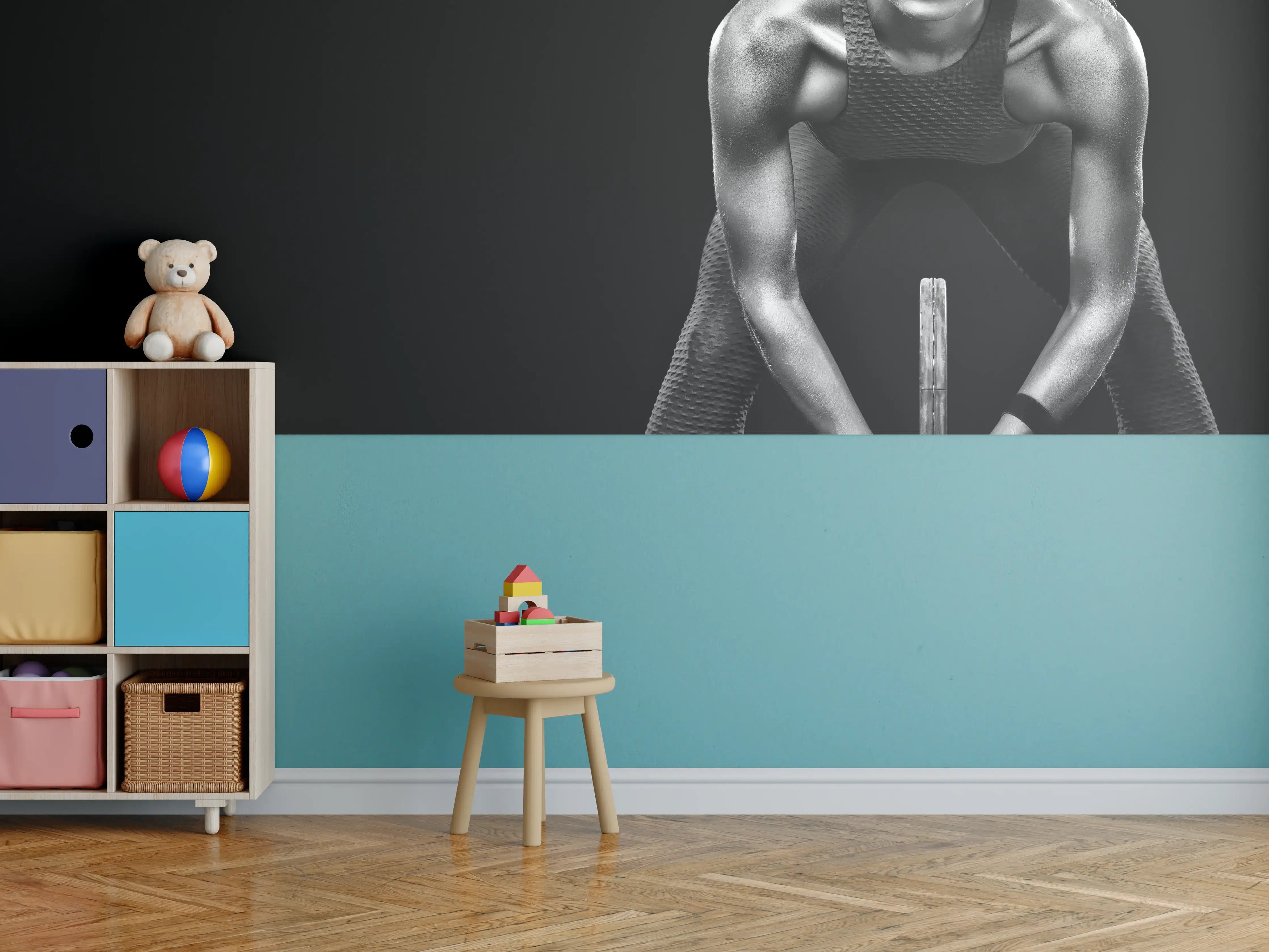 Kinderzimmer Wandgestaltung - Schwarz-weiß Ansicht - Tennisspielerin