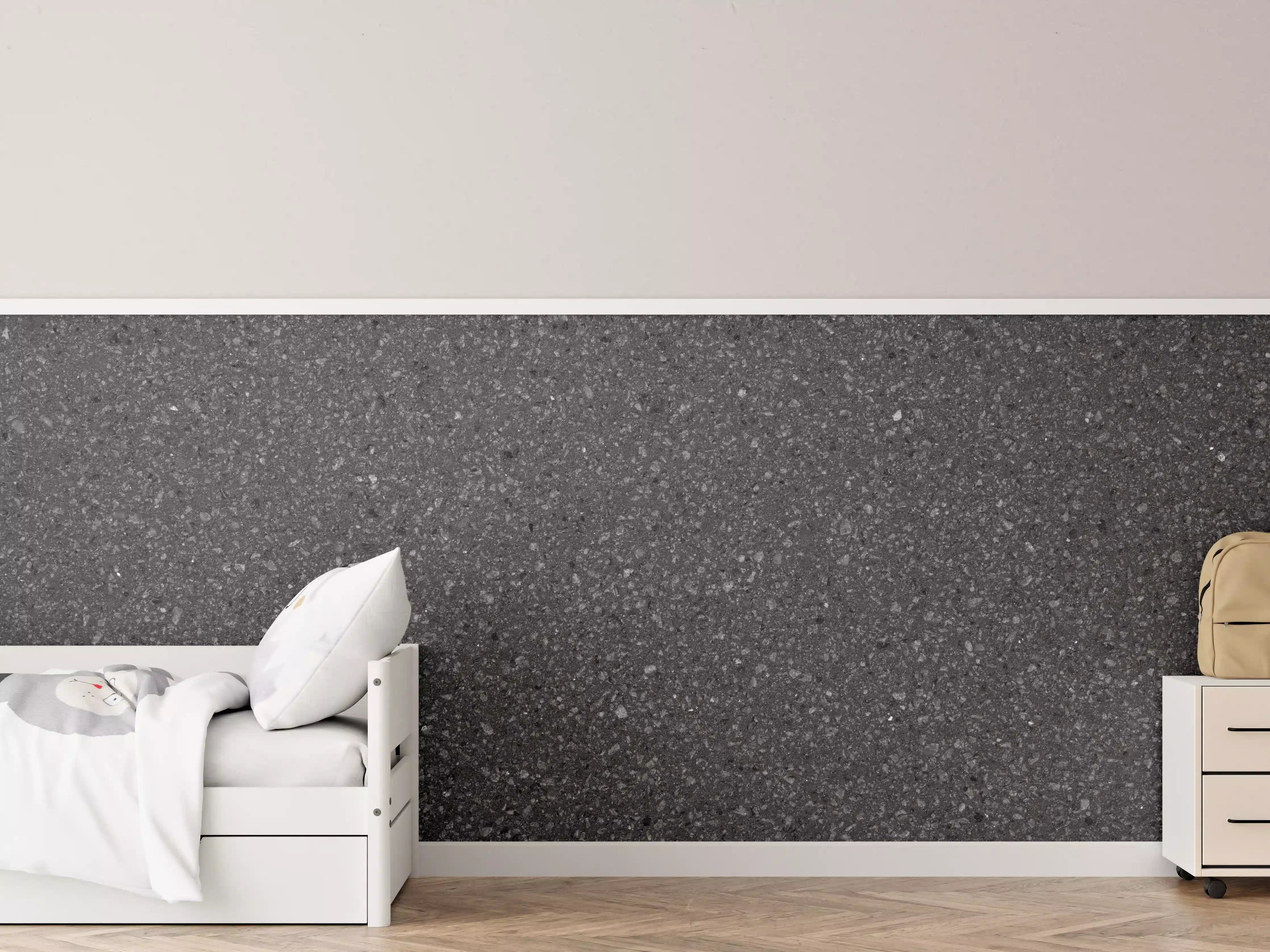 Kinderzimmer Wandgestaltung - Schwarze Granit-Textur mit feiner Körnung