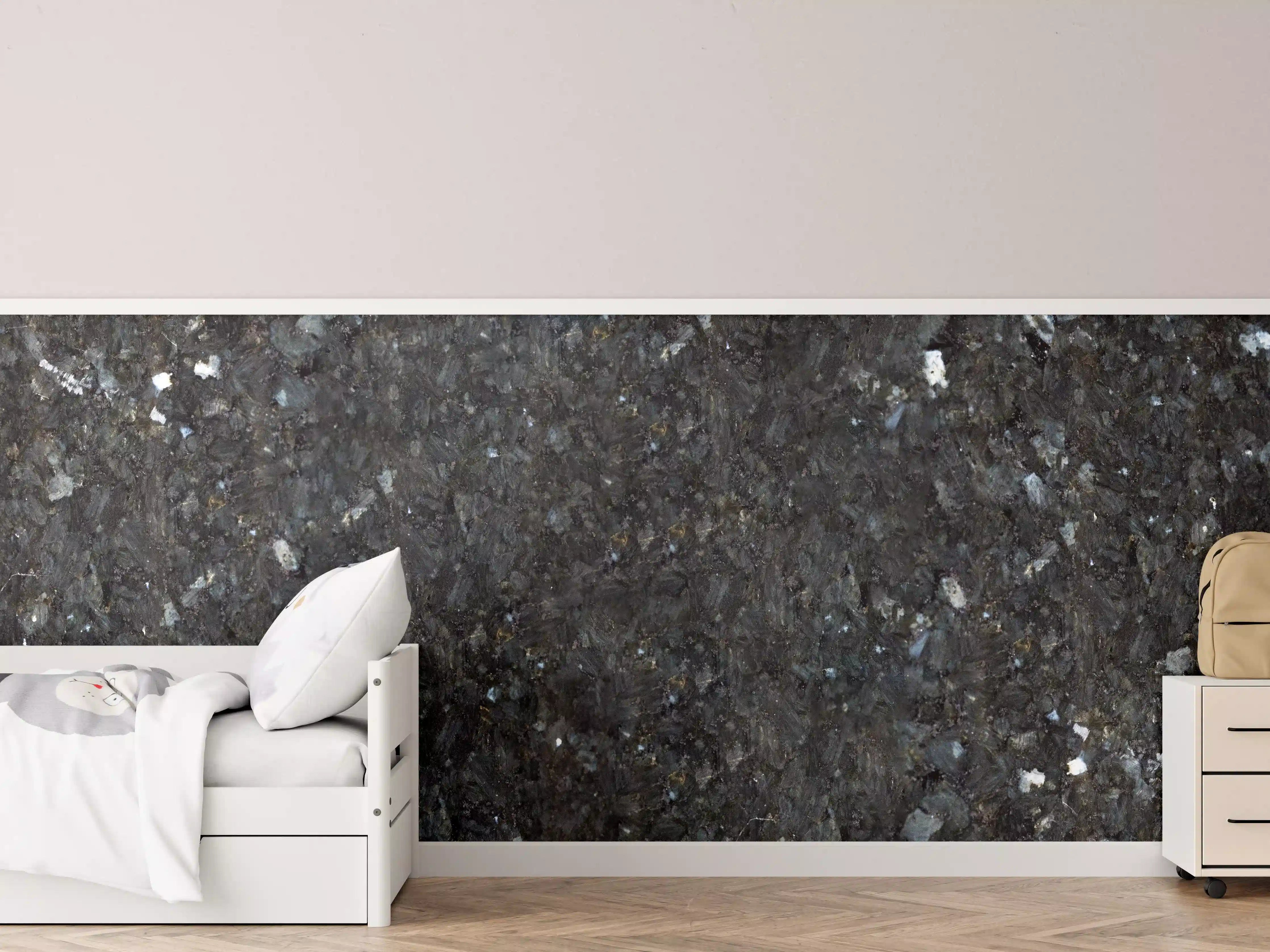 Kinderzimmer Wandgestaltung - Schwarze Granitwand