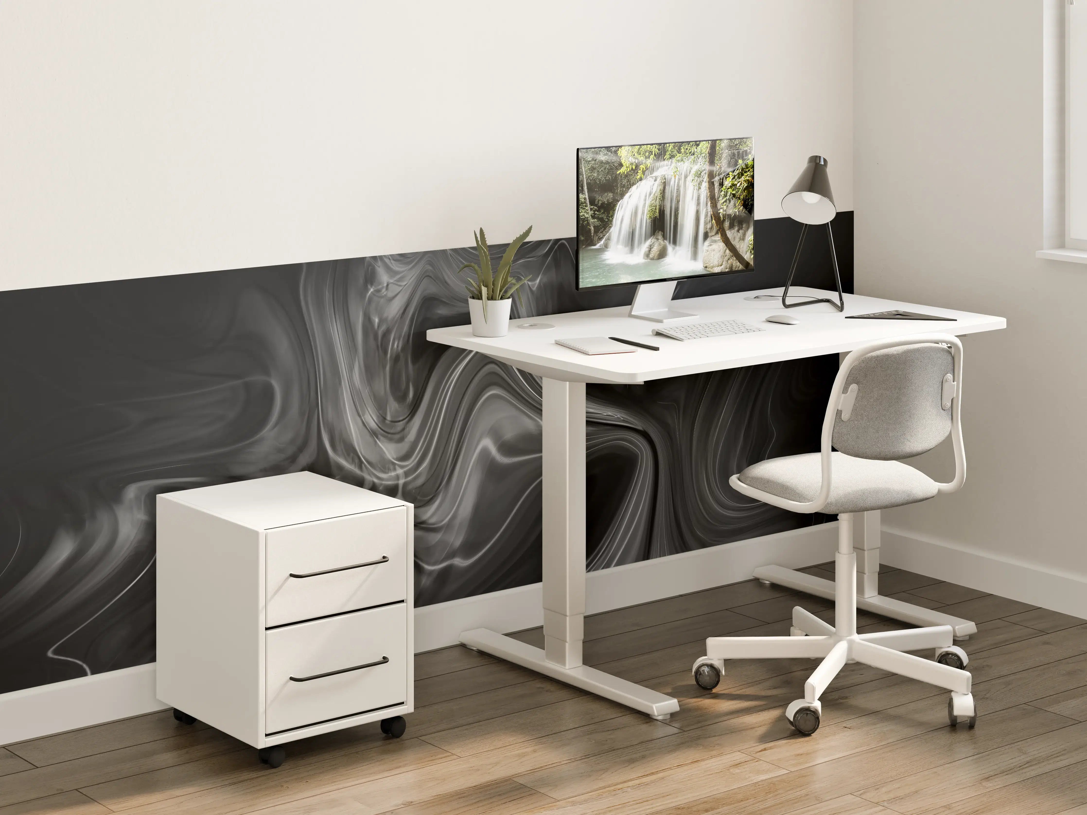 Kinderzimmer Wandgestaltung - Schwarze Marmorstruktur mit weißen Adern