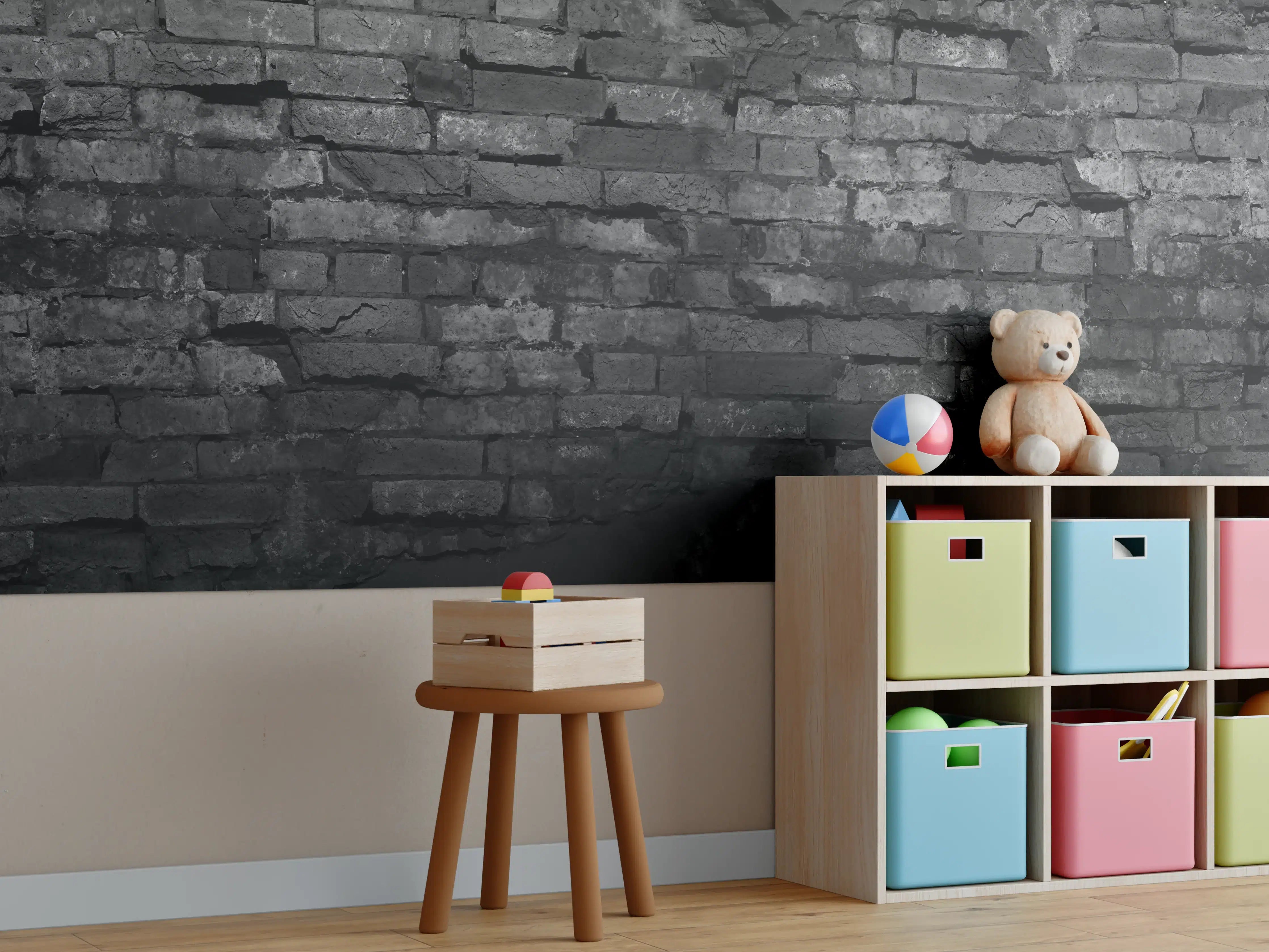 Kinderzimmer Wandgestaltung - Schwarze alte Backsteinmauer